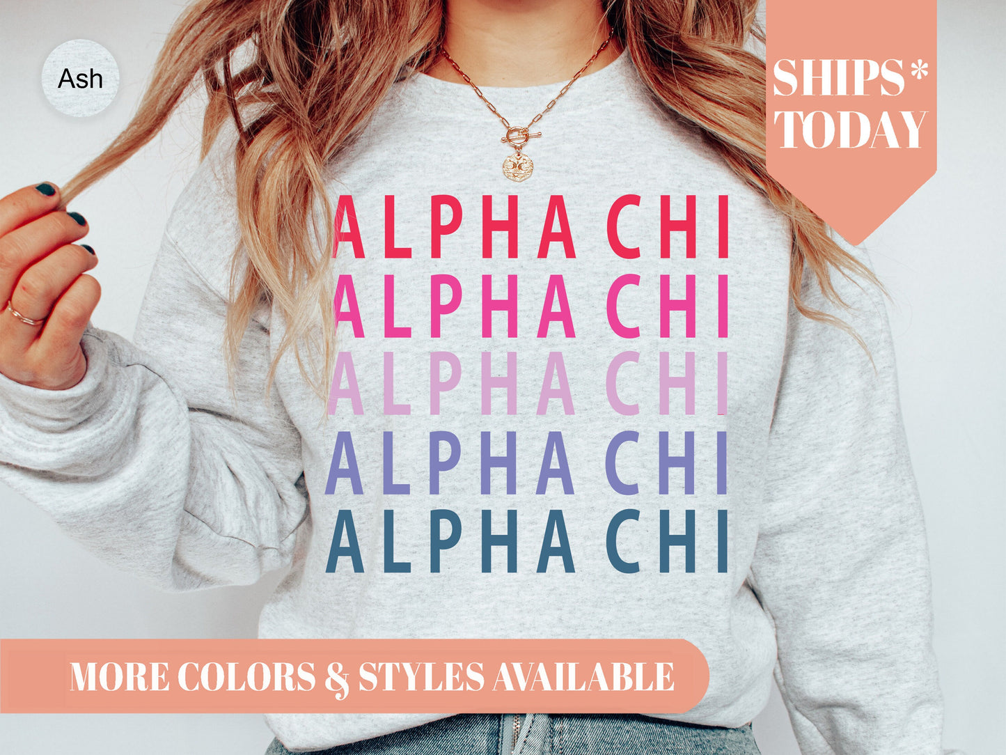 Alpha Chi Omega Bright and Stacked Sorority Sweatshirt _ 1g