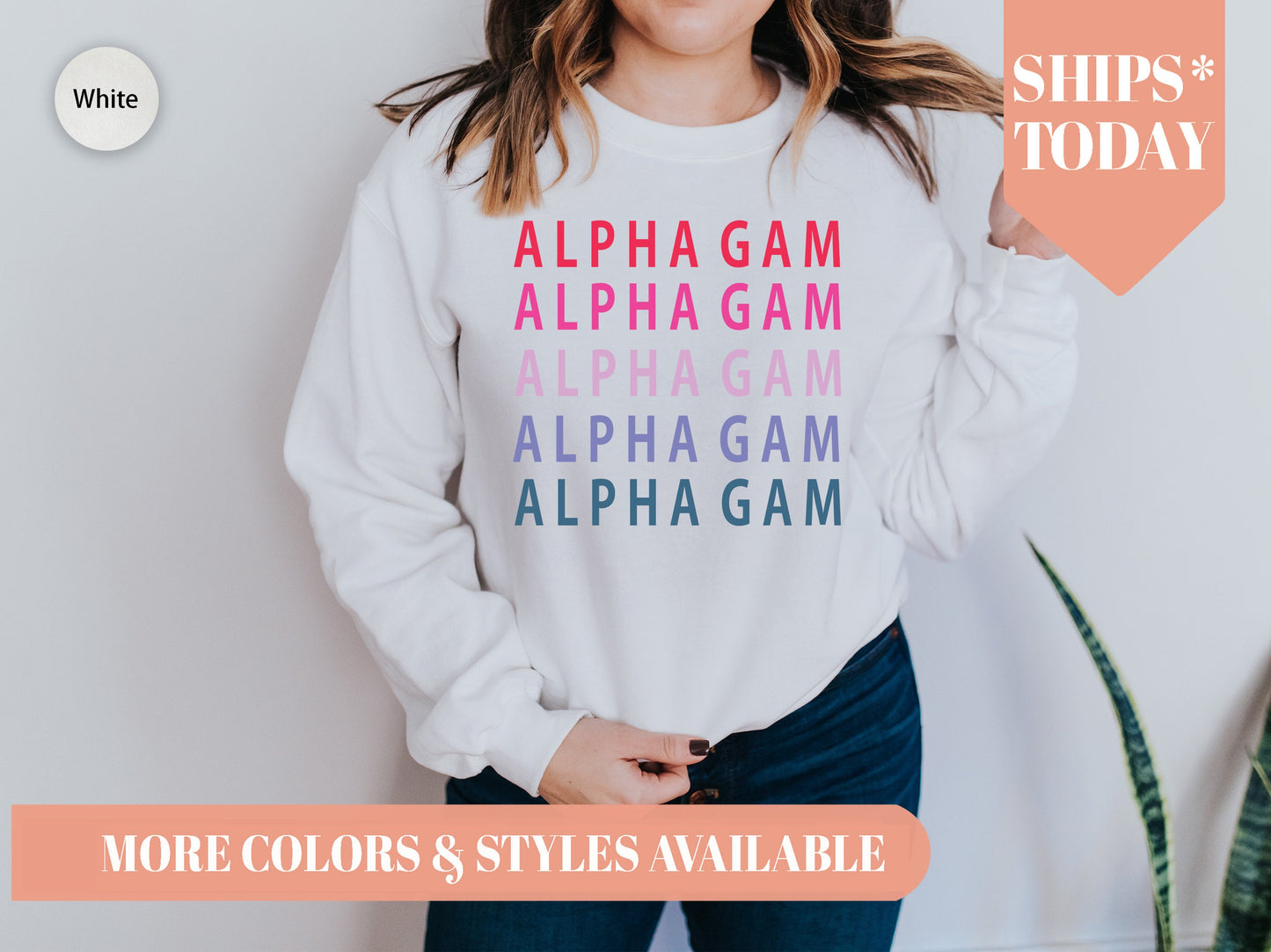 Alpha Gamma Delta Bright and Stacked Sorority Sweatshirt _ 3g