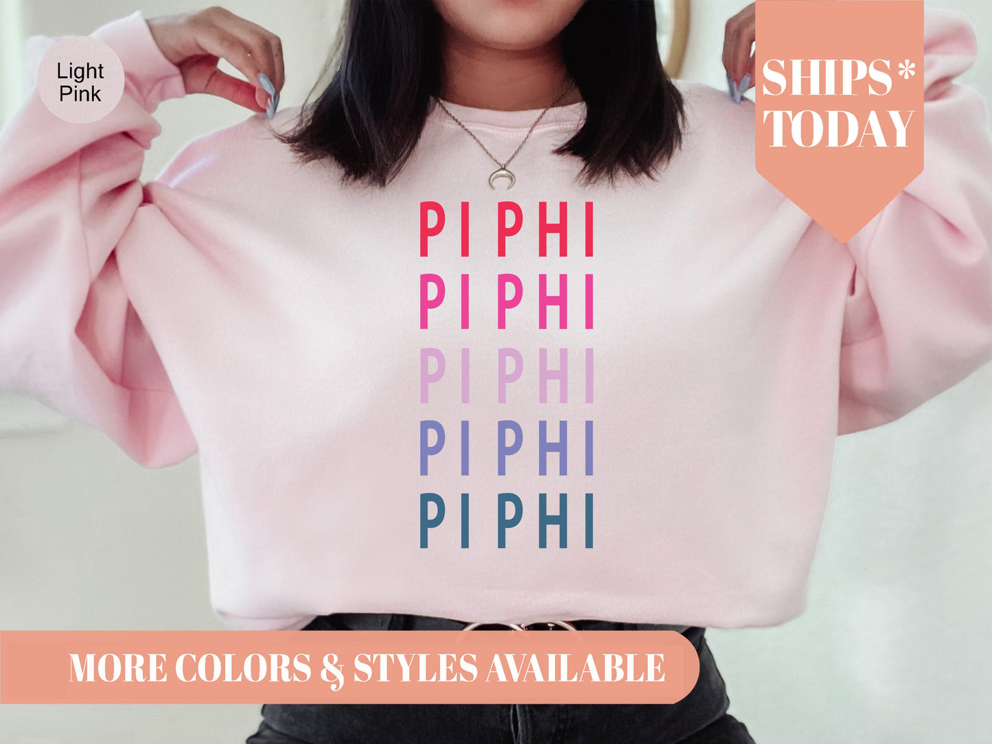 Pi Beta Phi Bright and Stacked Sorority Sweatshirt _ 20g