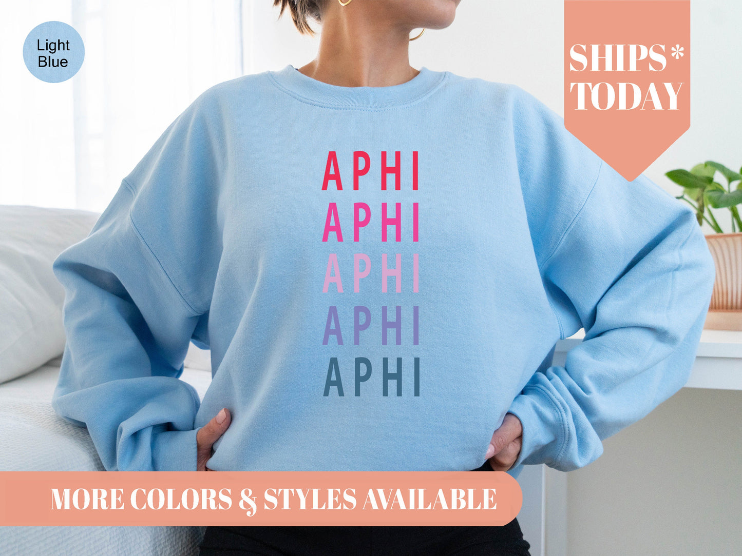Alpha Phi Bright and Stacked Sorority Sweatshirt _ 5g