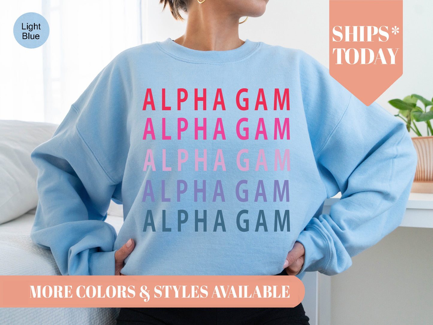 Alpha Gamma Delta Bright and Stacked Sorority Sweatshirt _ 3g