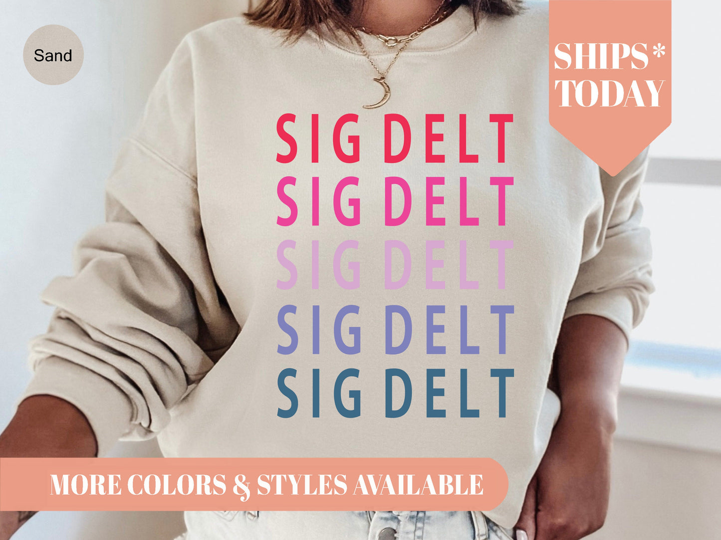 Sigma Delta Tau Bright and Stacked Sorority Sweatshirt _ 22g