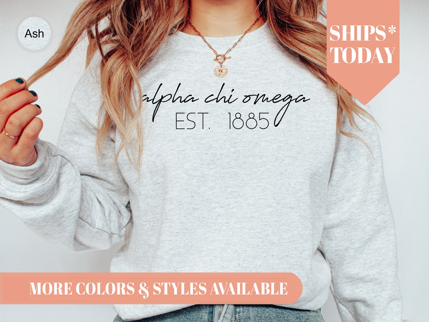 Alpha Chi Omega Black Calligraphy Sorority Sweatshirt _ 2317g