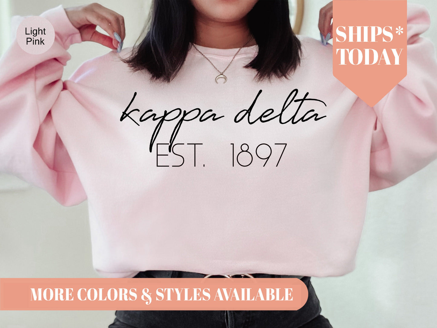 Kappa Delta Black Calligraphy Sorority Sweatshirt _ 2333g