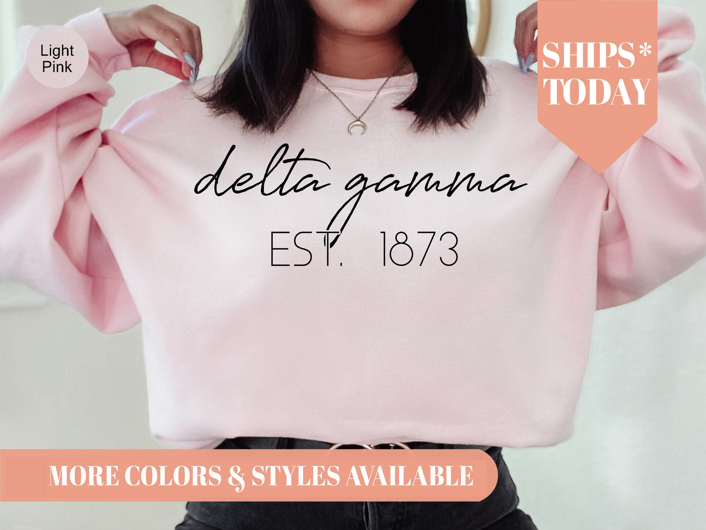 Delta Gamma Black Calligraphy Sorority Sweatshirt _ 2328g