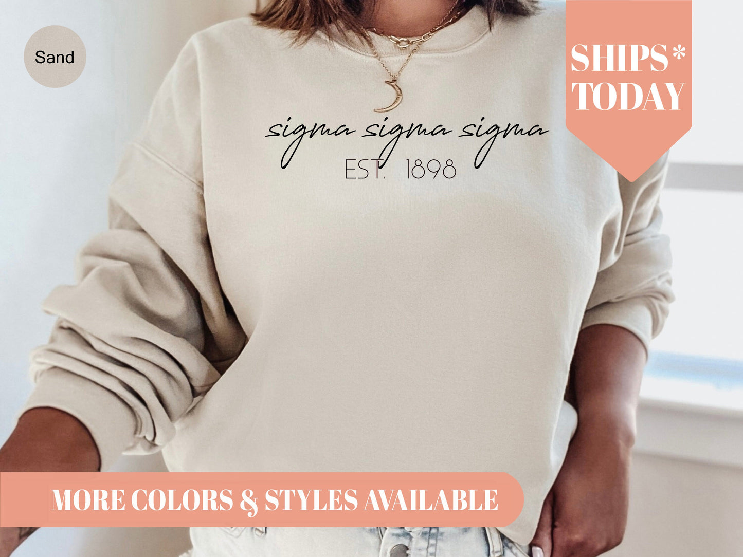 Sigma Sigma Sigma Black Calligraphy Sorority Sweatshirt _ 2340g