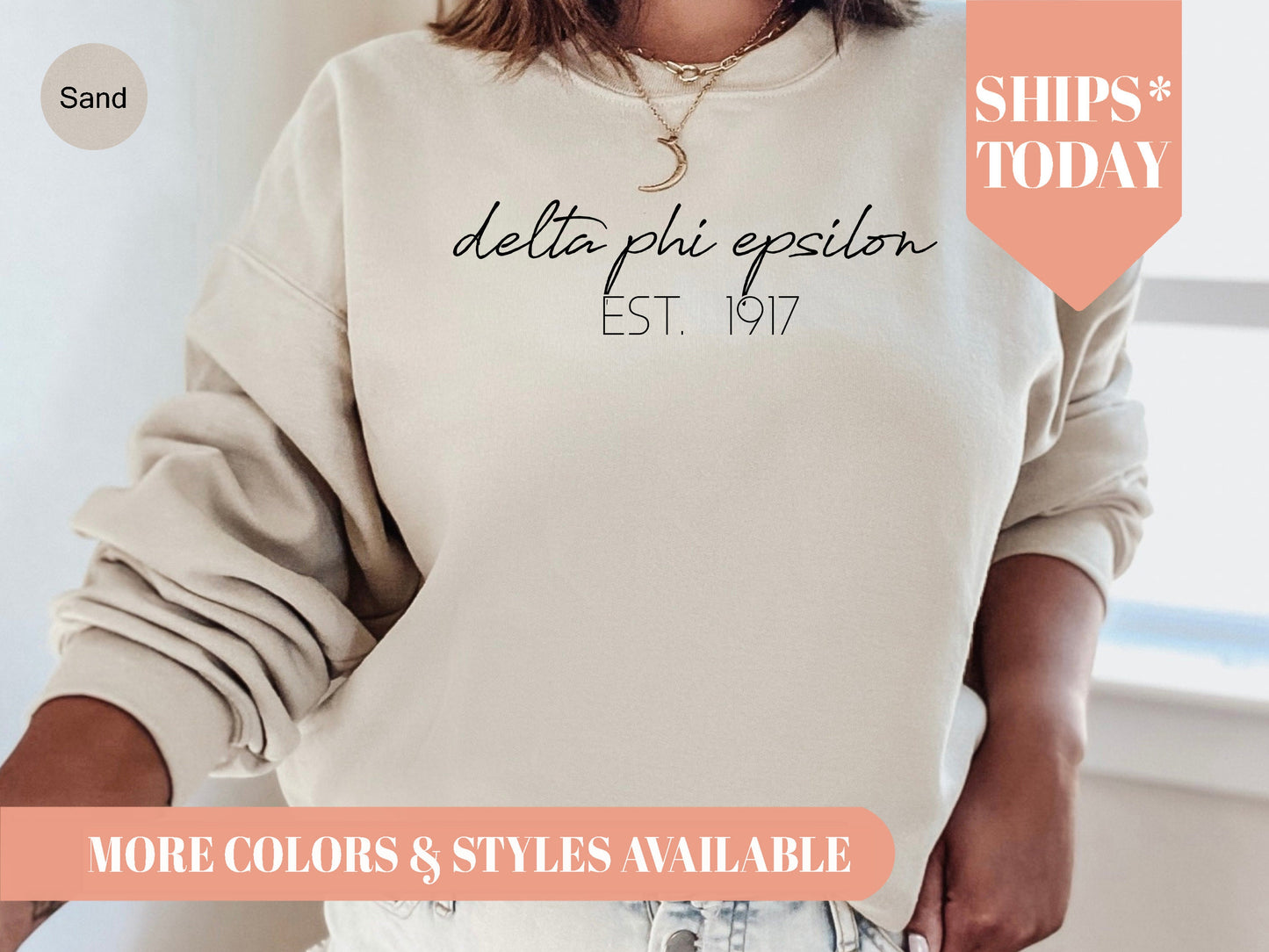 Delta Phi Epsilon Black Calligraphy Sorority Sweatshirt _ 2329g