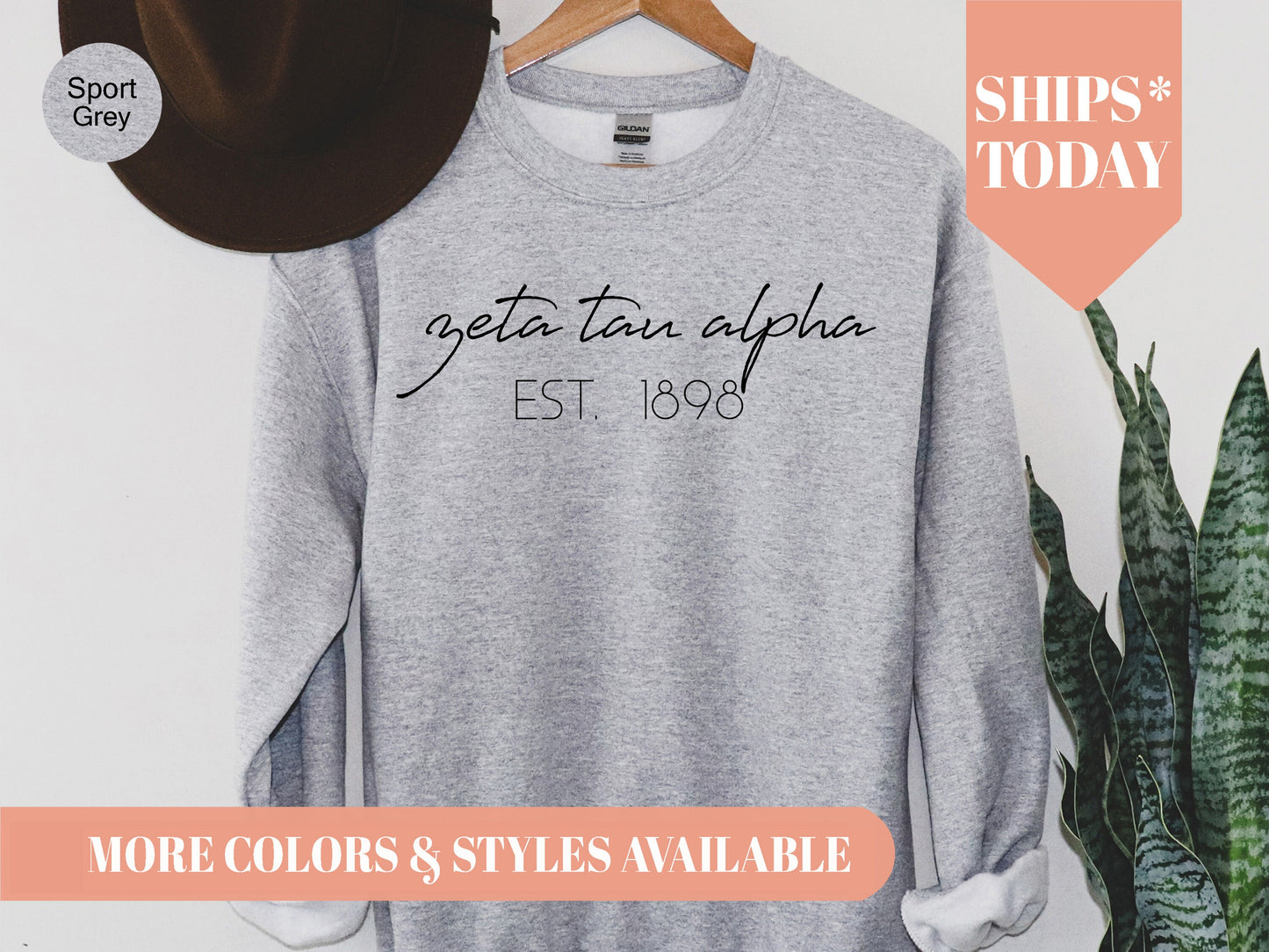 Zeta Tau Alpha Black Calligraphy Sorority Sweatshirt _ 2342g