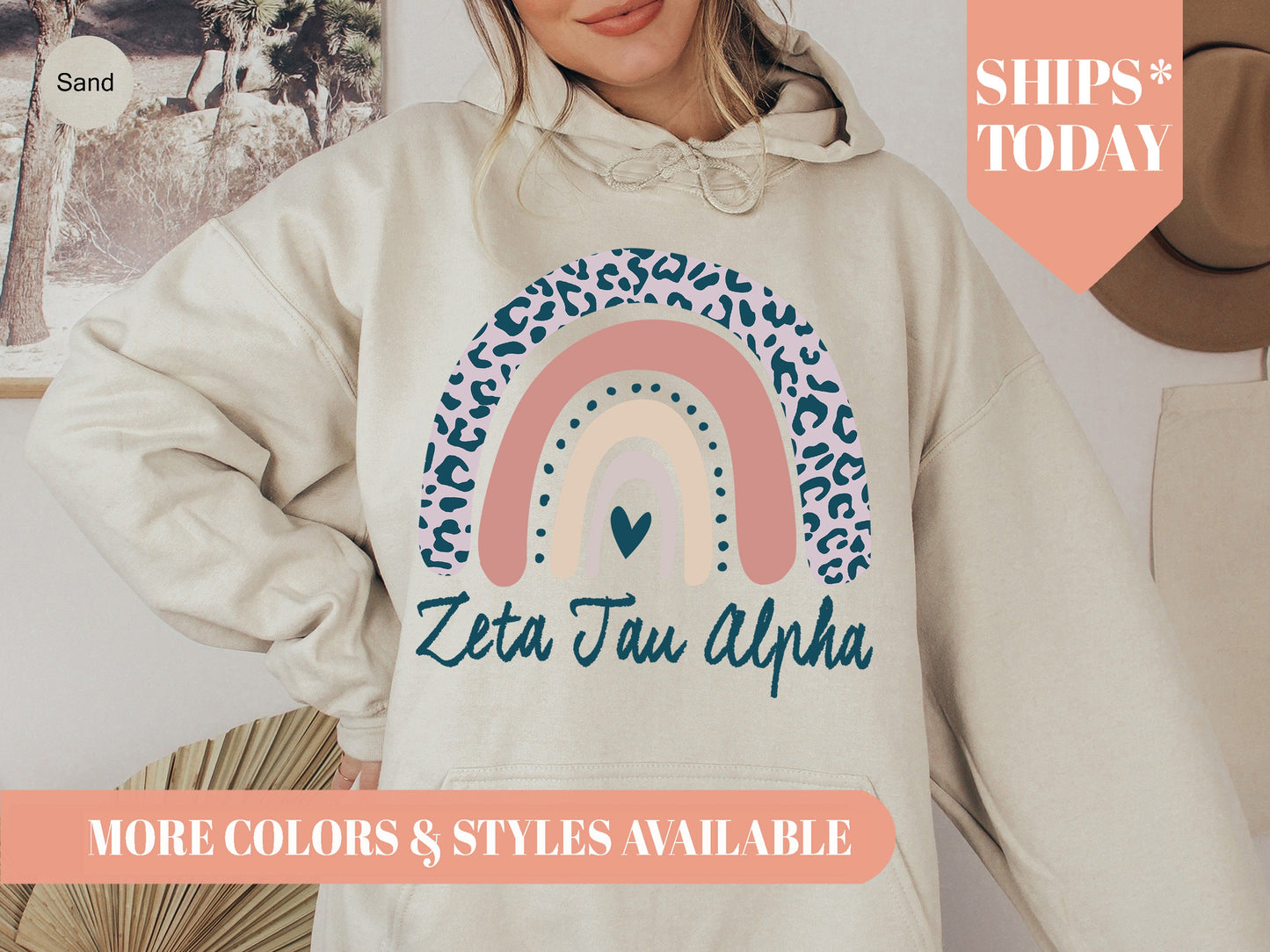 Zeta Tau Alpha Greek Rainbow Sorority Hoodie _ 2758g