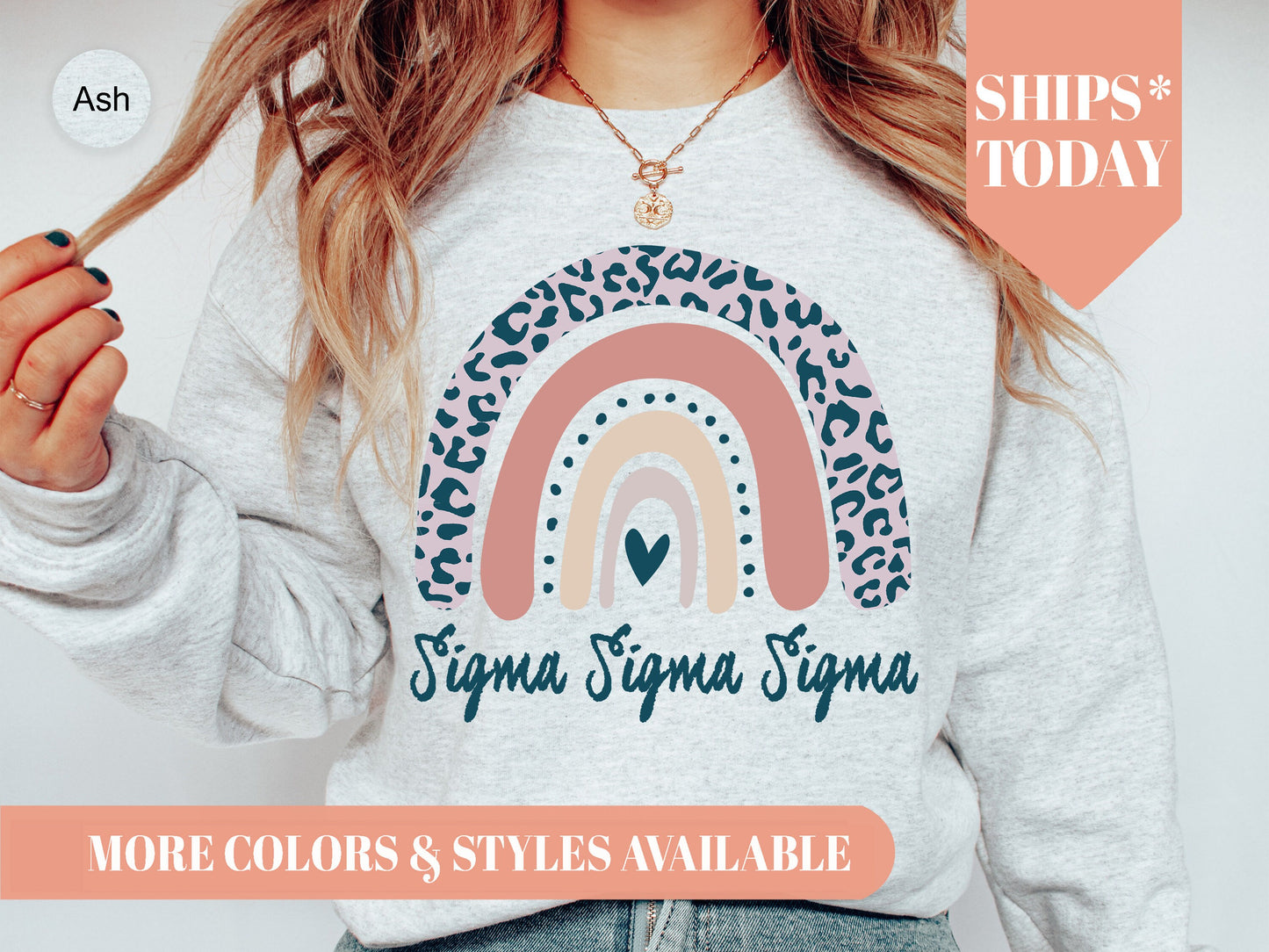 Sigma Sigma Sigma Greek Rainbow Sorority Sweatshirt _ 2756g
