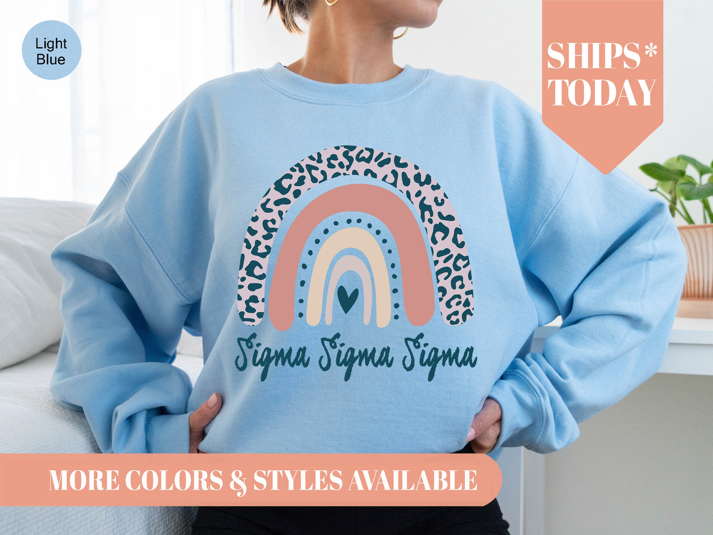Sigma Sigma Sigma Greek Rainbow Sorority Sweatshirt _ 2756g
