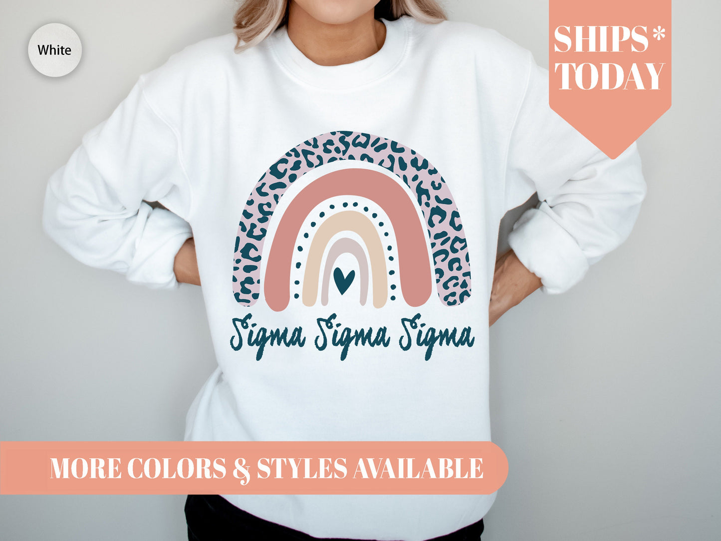 Sigma Sigma Sigma Greek Rainbow Sorority Sweatshirt _ 2756g