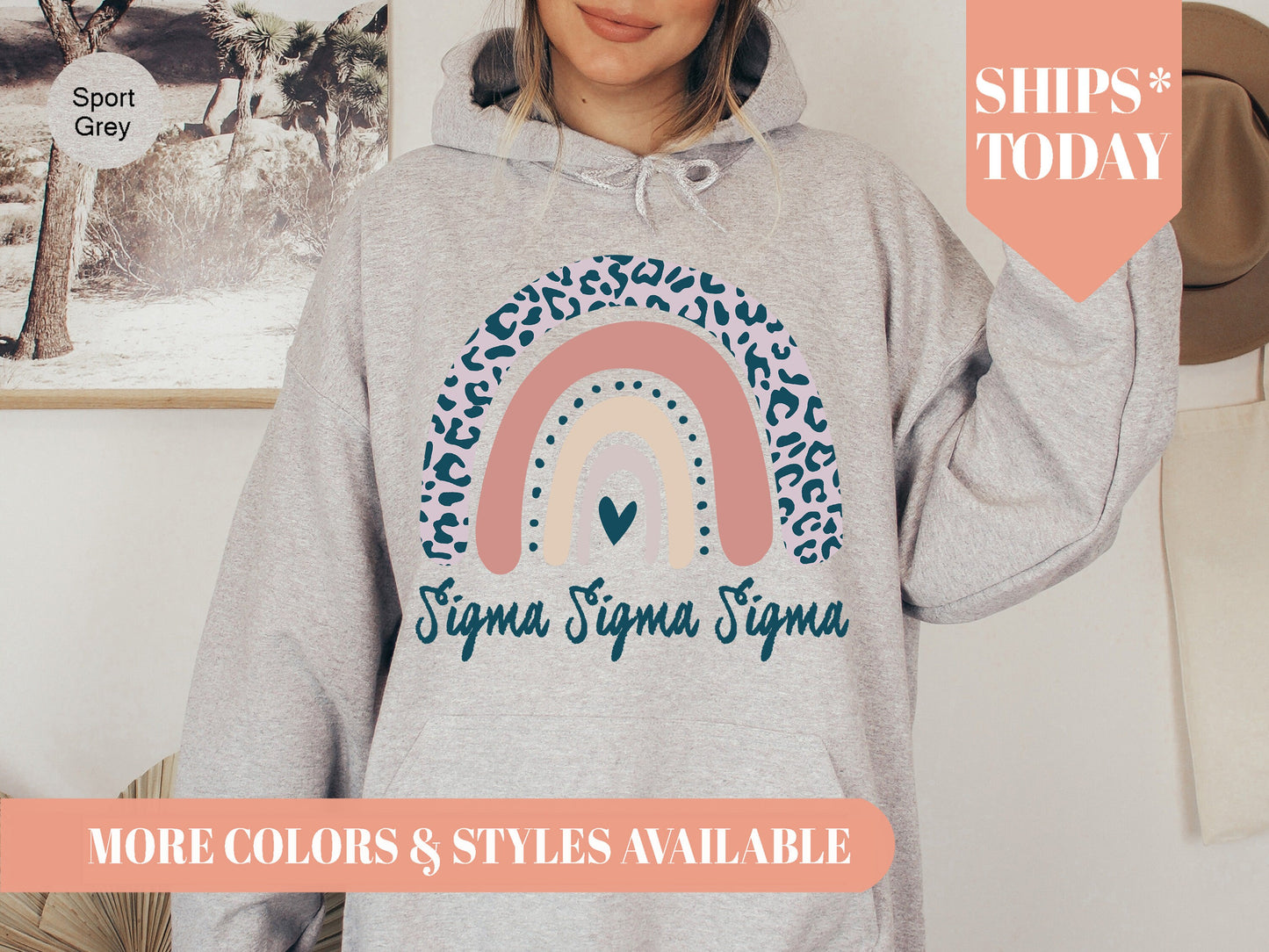 Sigma Sigma Sigma Greek Rainbow Sorority Hoodie _ 2756g