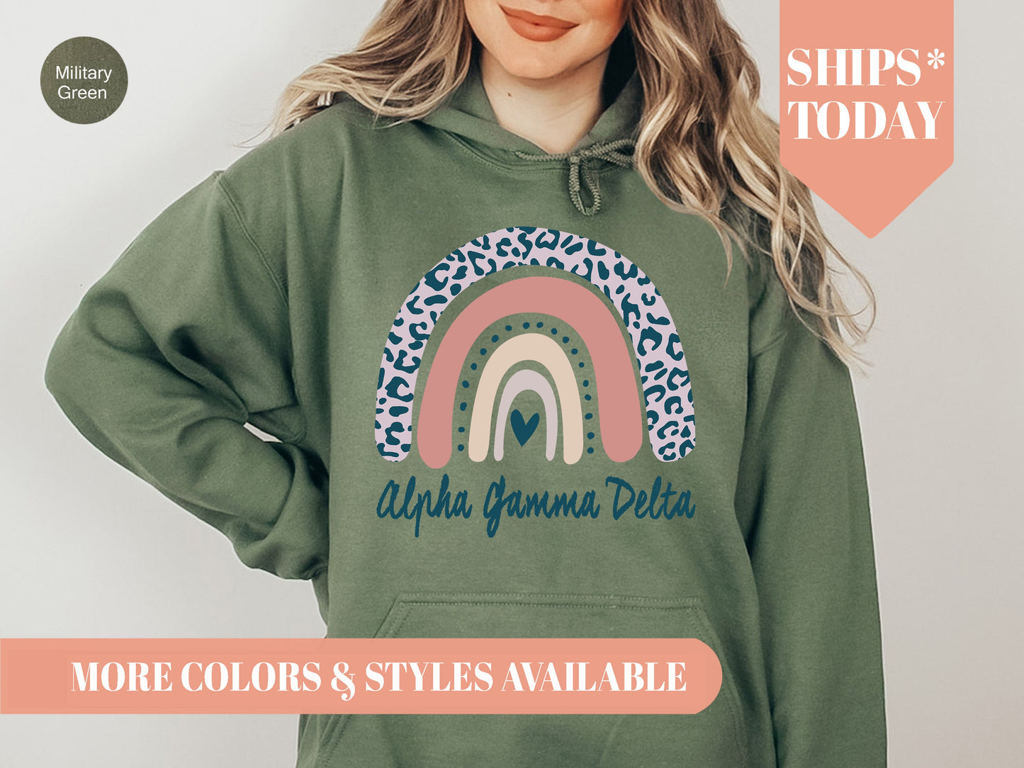 Alpha Gamma Delta Greek Rainbow Sorority Hoodie _ 2736g