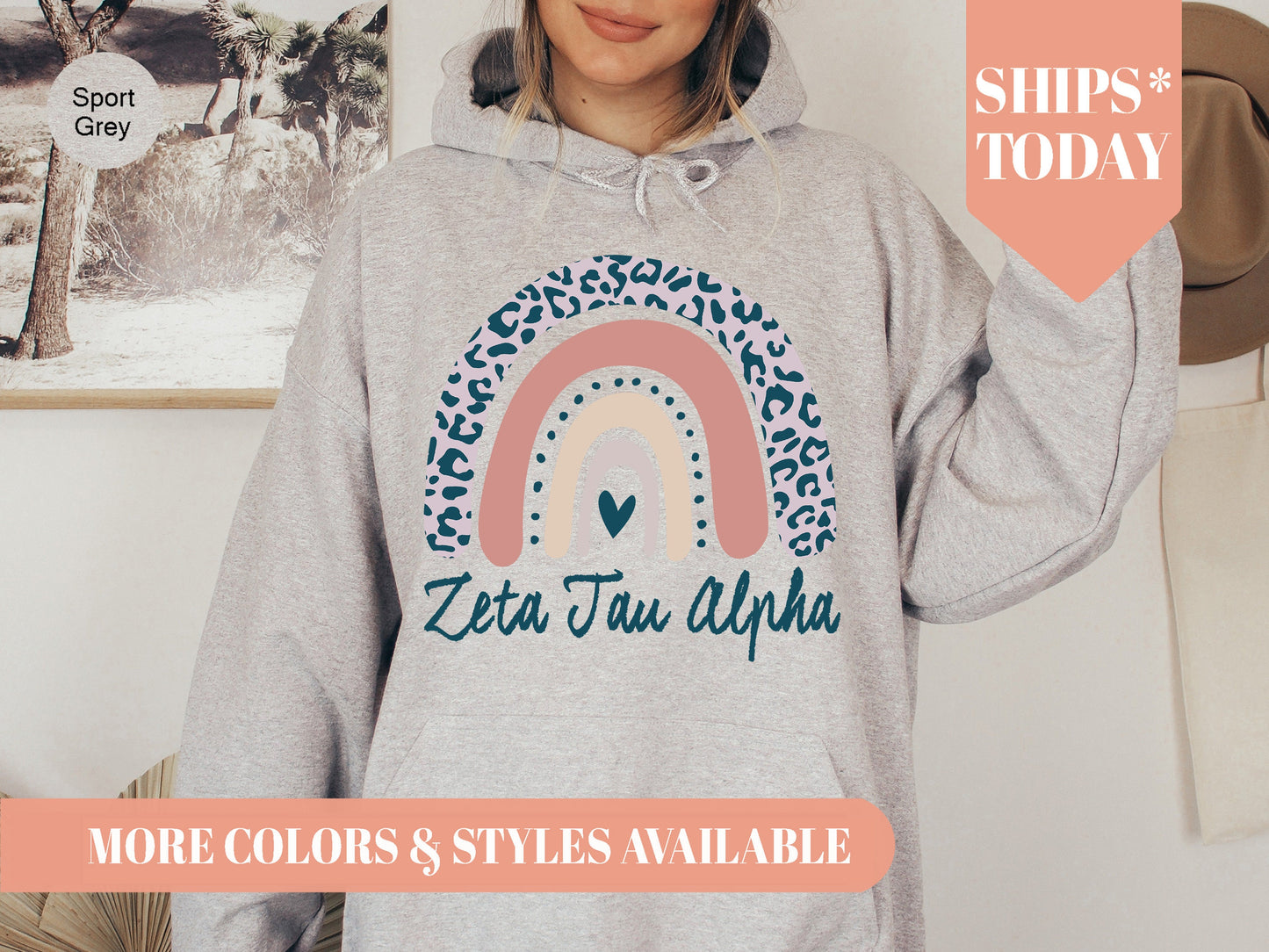 Zeta Tau Alpha Greek Rainbow Sorority Hoodie _ 2758g