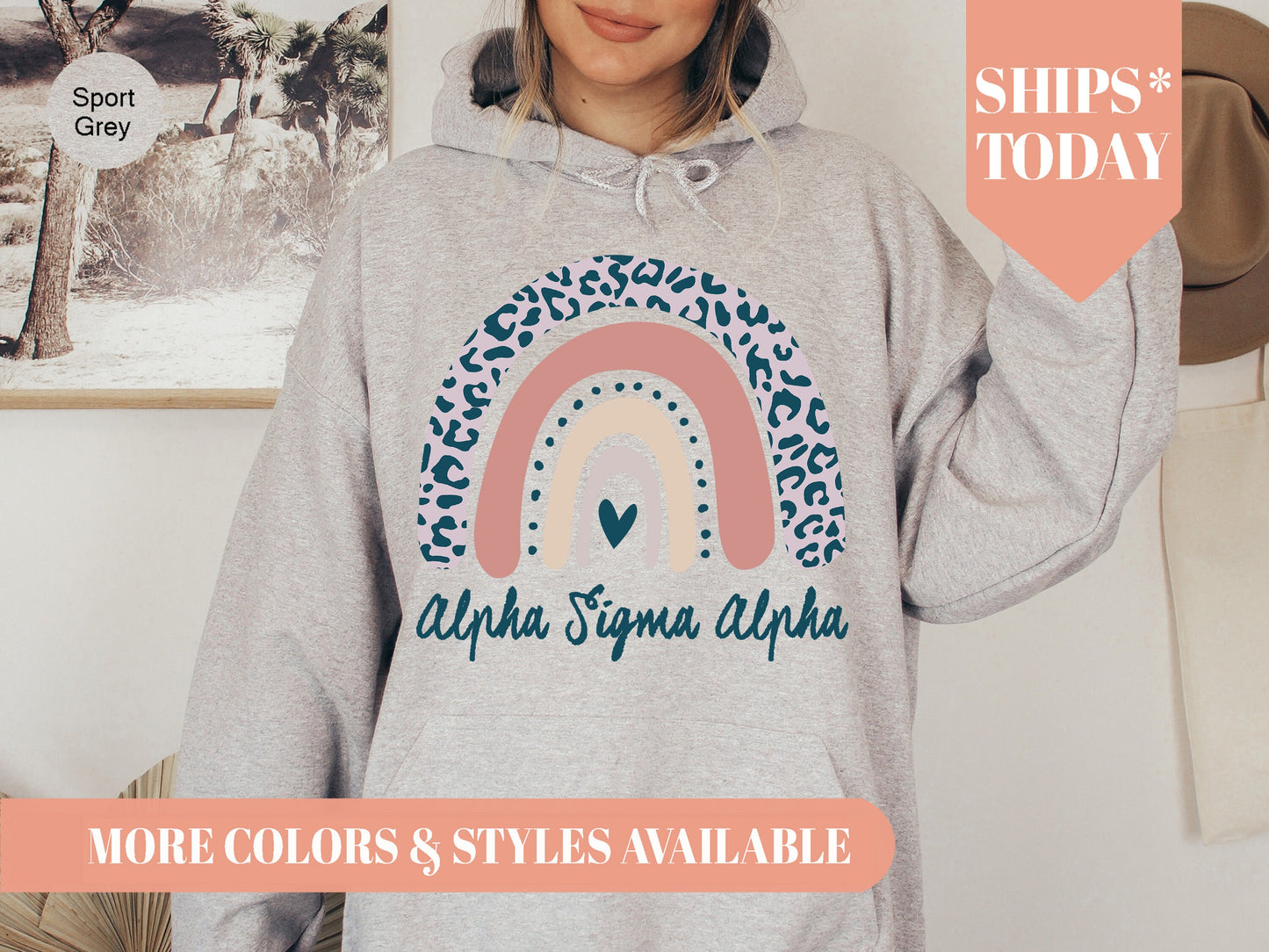 Alpha Sigma Alpha Greek Rainbow Sorority Hoodie _ 2739g