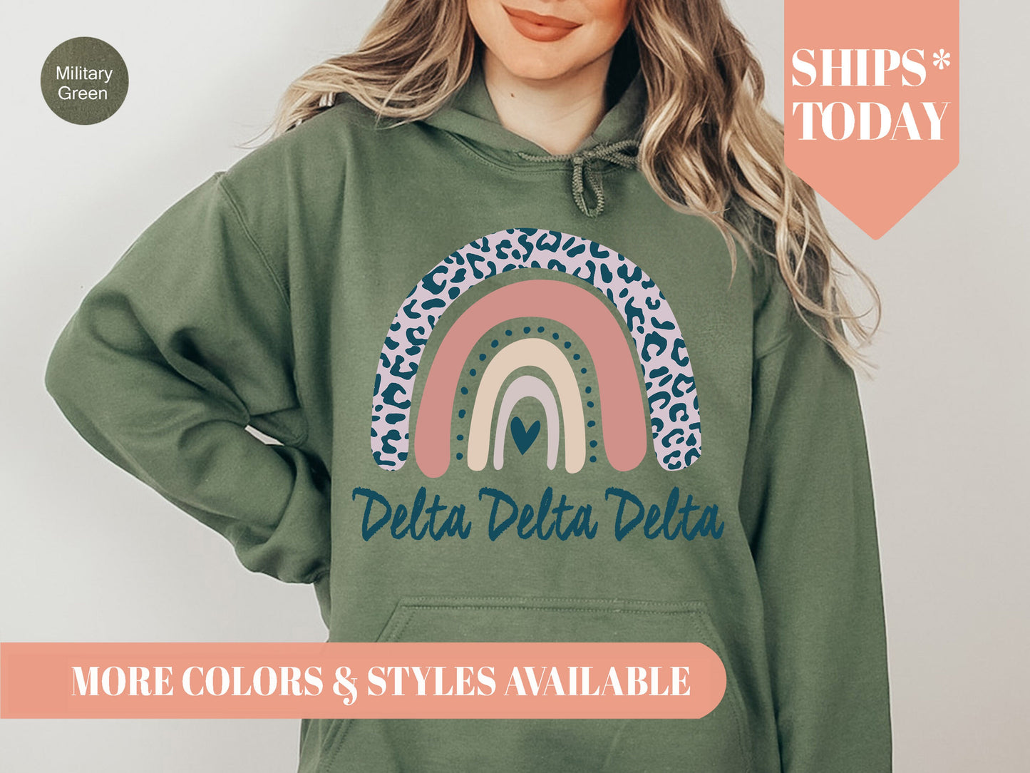 Delta Delta Delta Greek Rainbow Sorority Hoodie _ 2743g