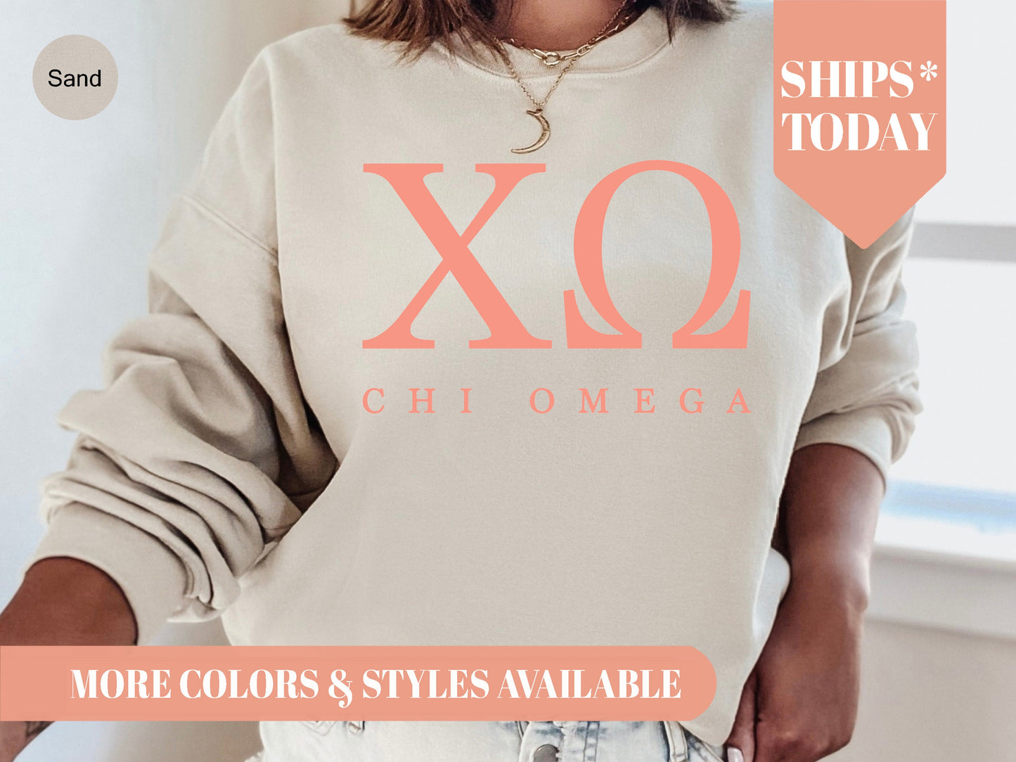 Chi Omega Pink Personality Sorority Sweatshirt _ 657g