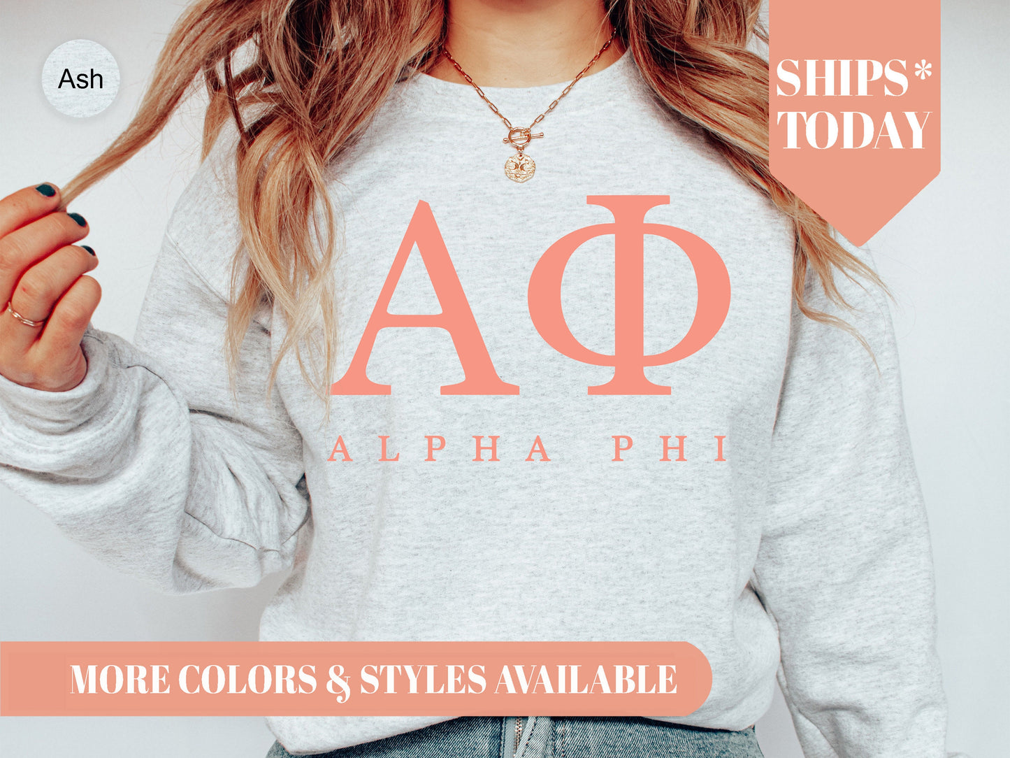 Alpha Phi Pink Personality Sorority Sweatshirt _ 653g
