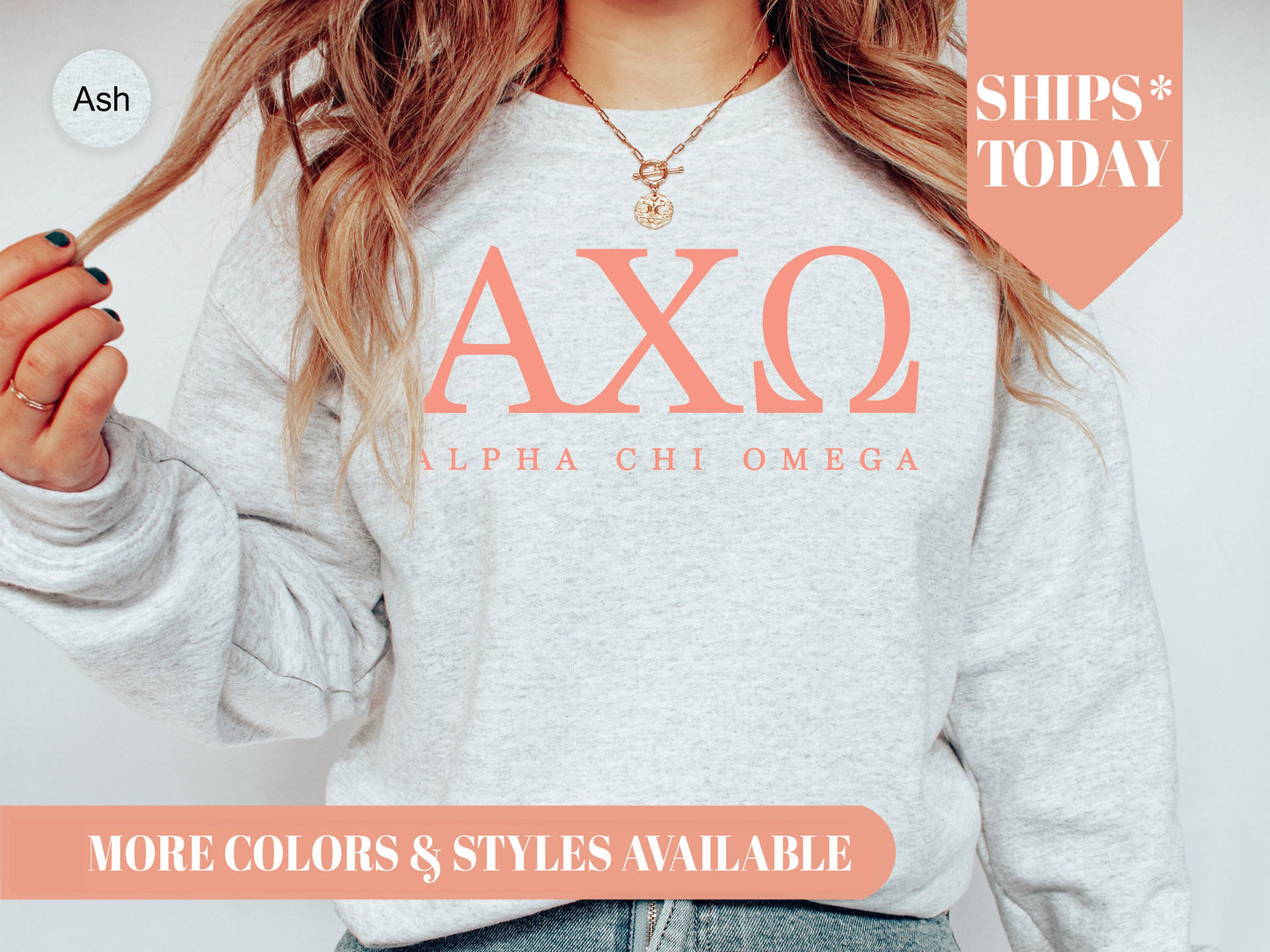 Alpha Chi Omega Pink Personality Sorority Sweatshirt _ 648g