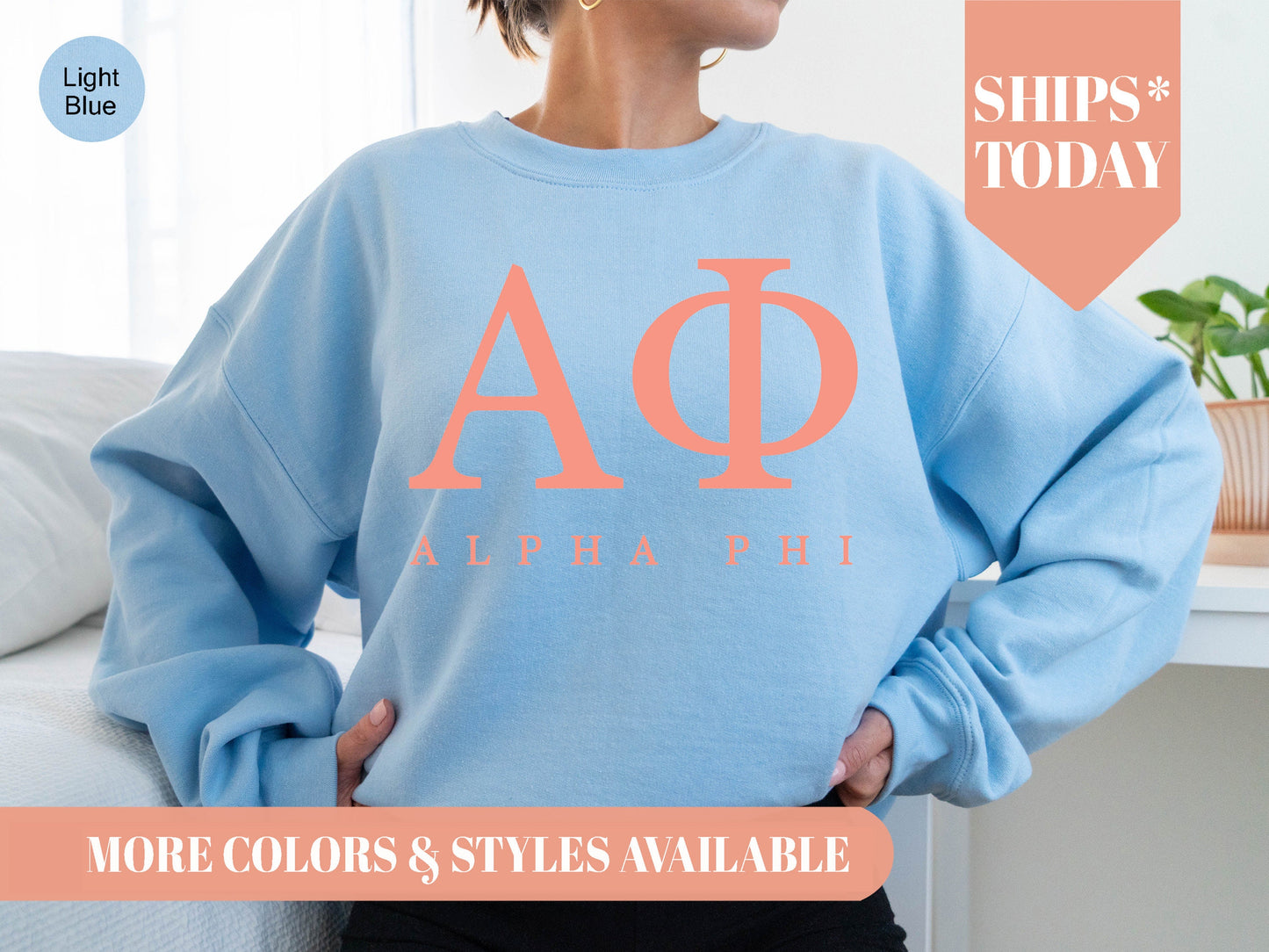 Alpha Phi Pink Personality Sorority Sweatshirt _ 653g