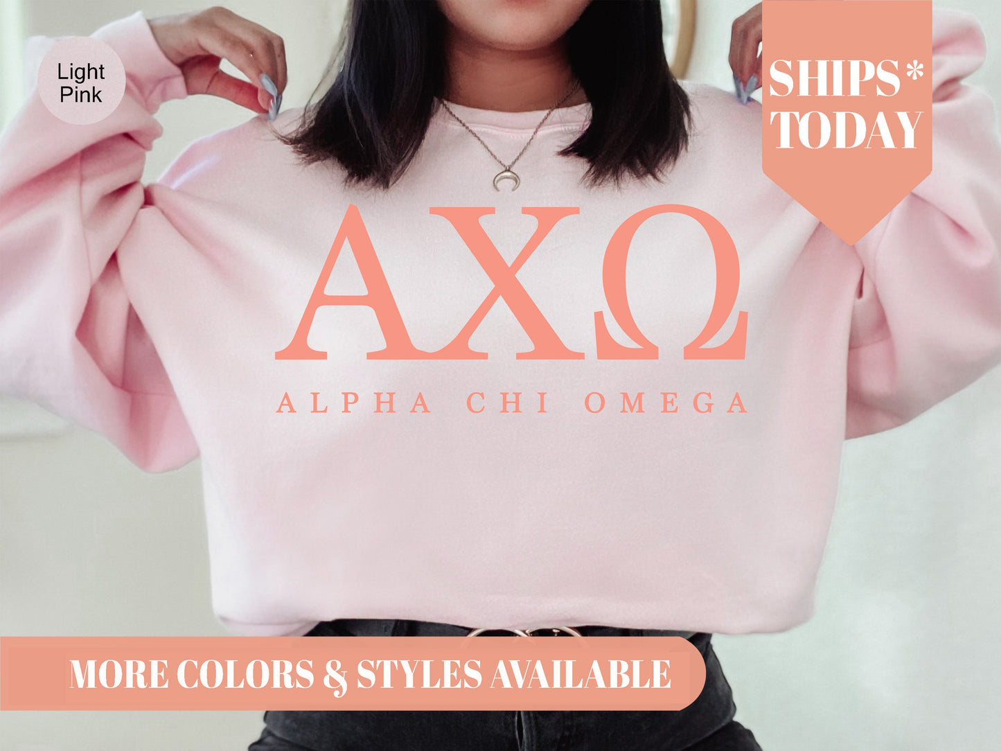 Alpha Chi Omega Pink Personality Sorority Sweatshirt _ 648g