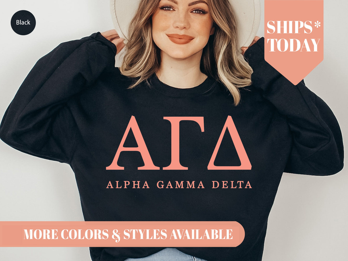 Alpha Gamma Delta Pink Personality Sorority Sweatshirt _ 651g
