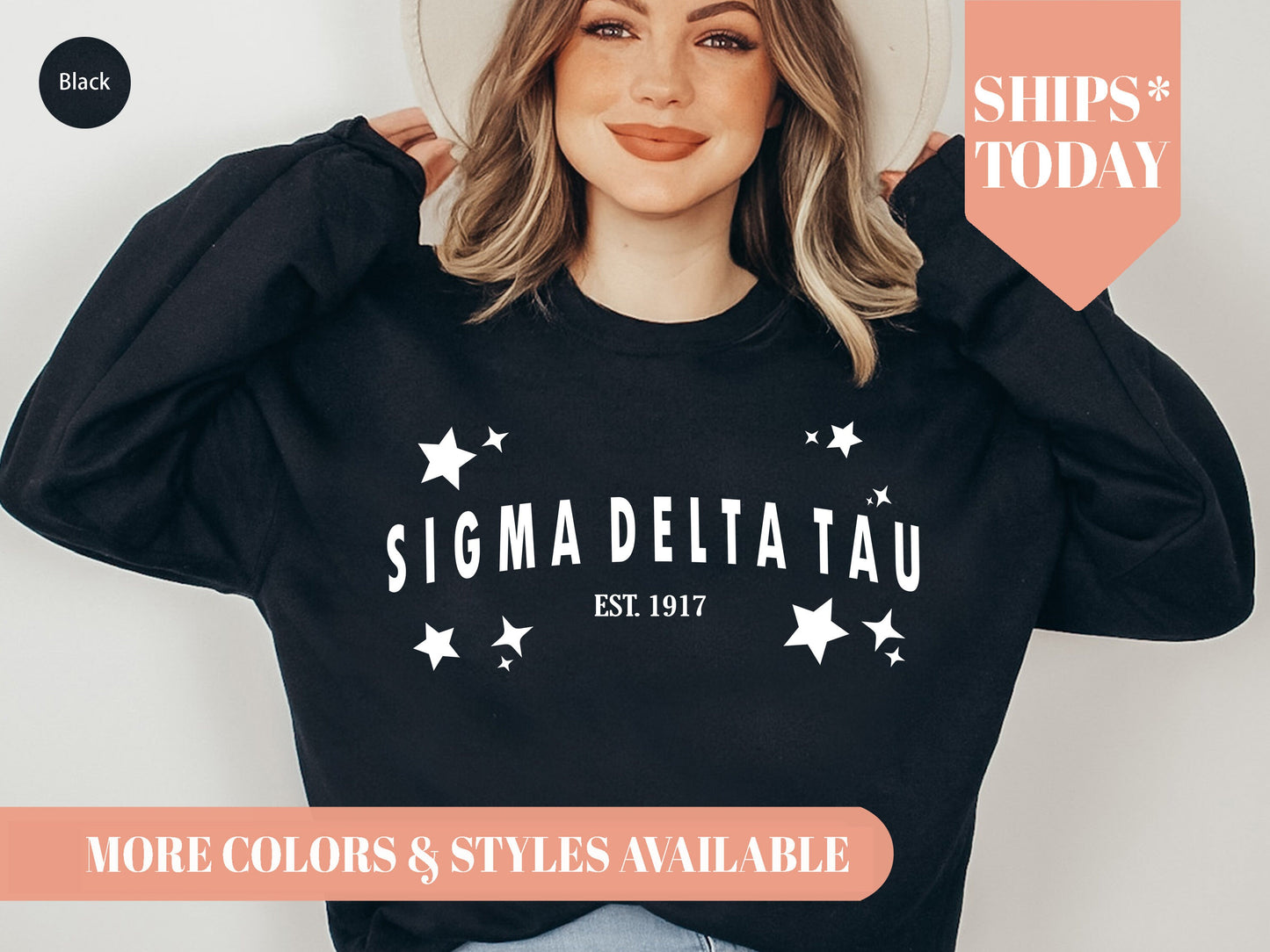 Sigma Delta Tau Arched Star Sorority Sweatshirt _ 2286g
