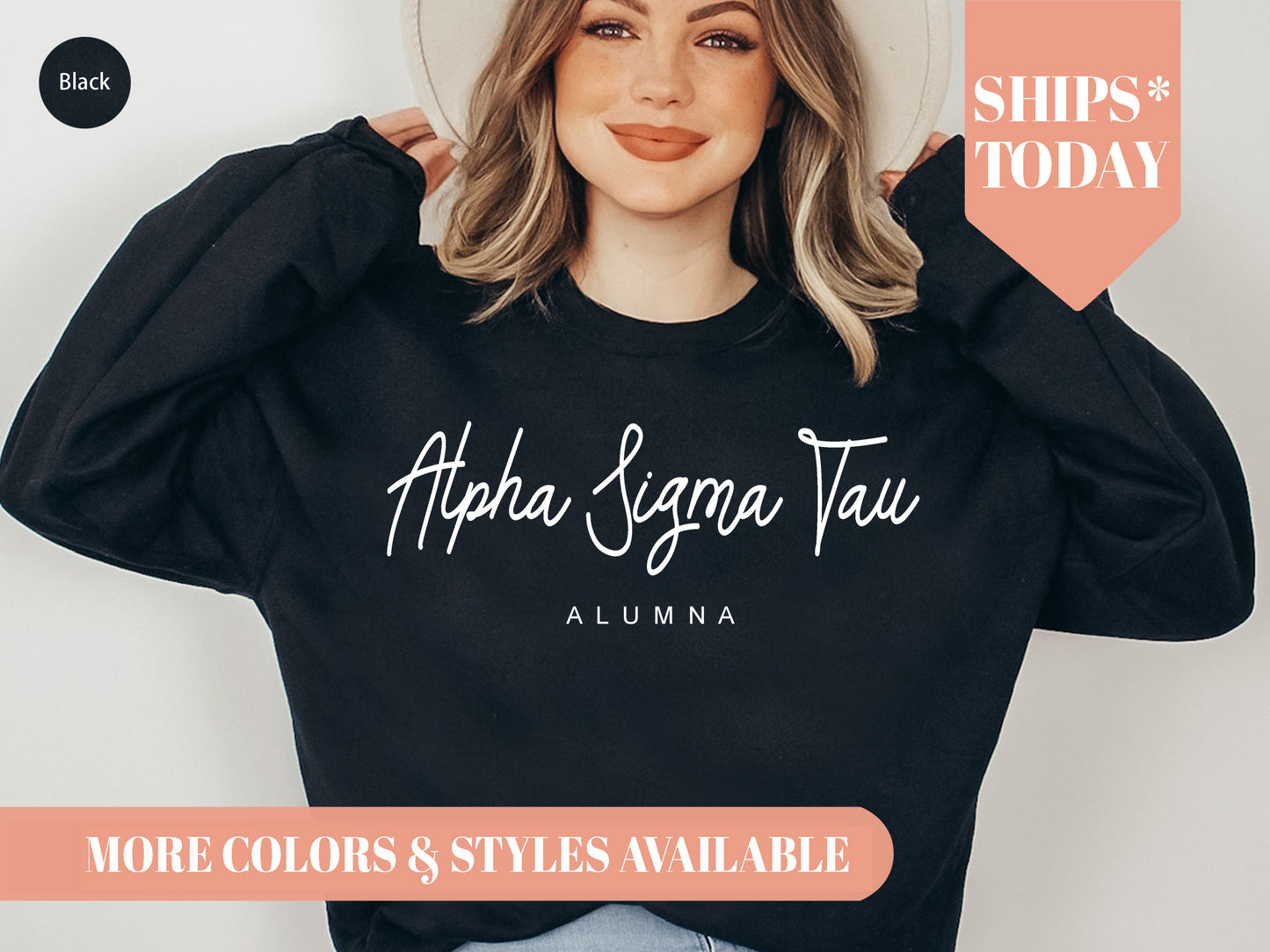 Alpha Sigma Tau Flashy Alumna Sorority Sweatshirt _ 2532g