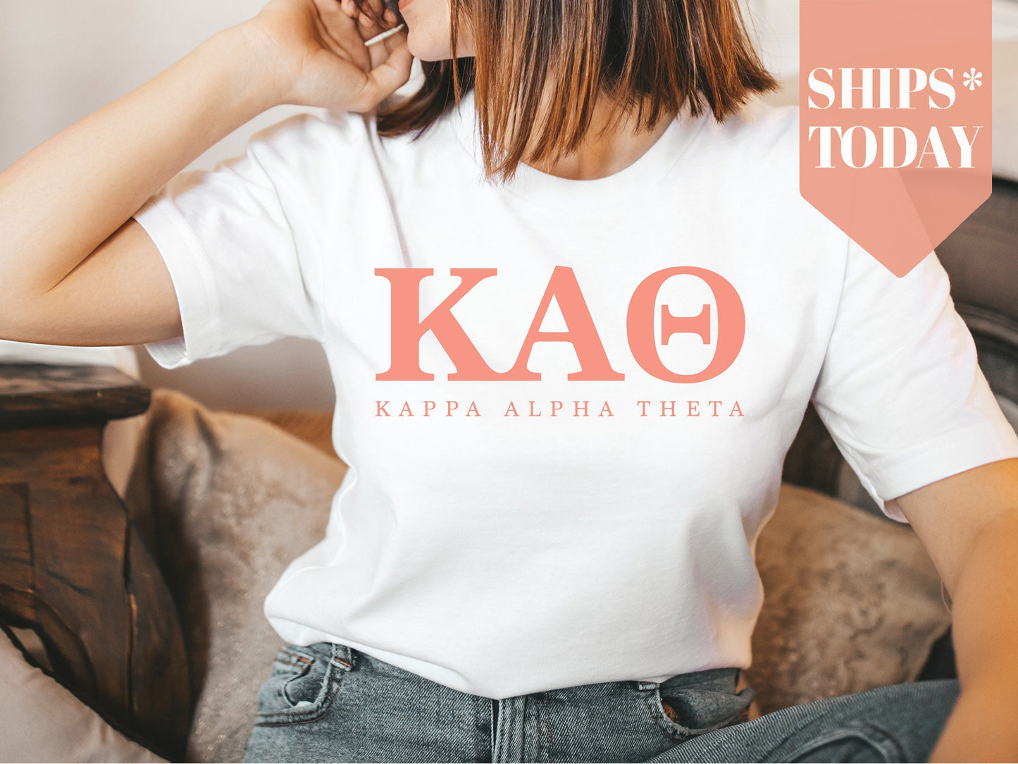 Kappa Alpha Theta Pink Personality Sorority T-shirt _ 663g