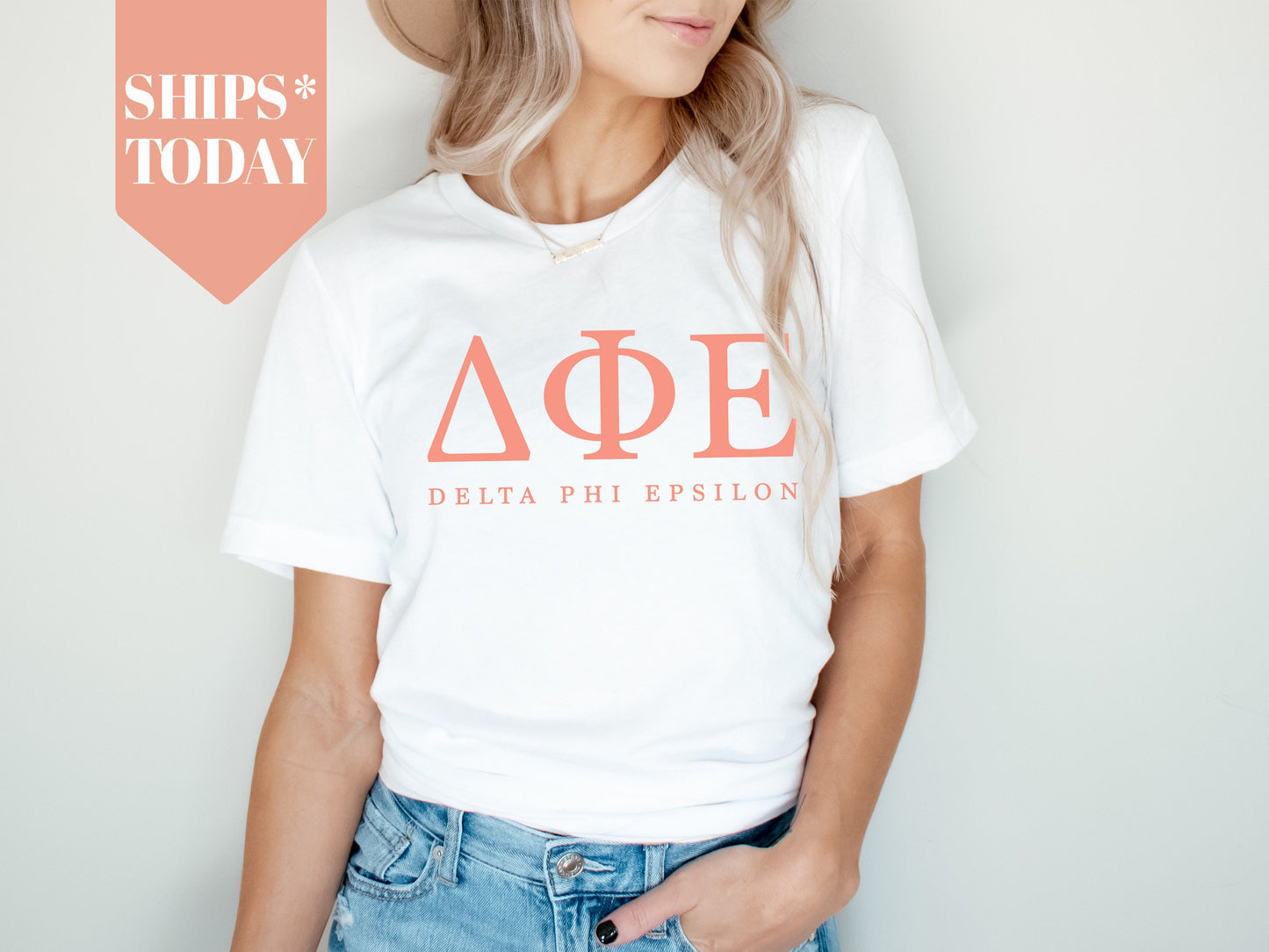 Delta Phi Epsilon Pink Personality Sorority T-shirt _ 660g