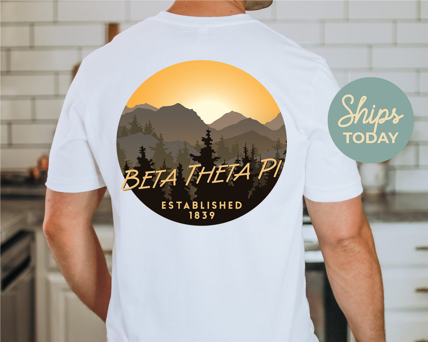 Beta Theta Pi Sunset and Pines Fraternity T-shirt _ 33319g