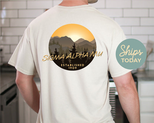 Sigma Alpha Mu Sunset and Pines Fraternity T-shirt _ 33336g