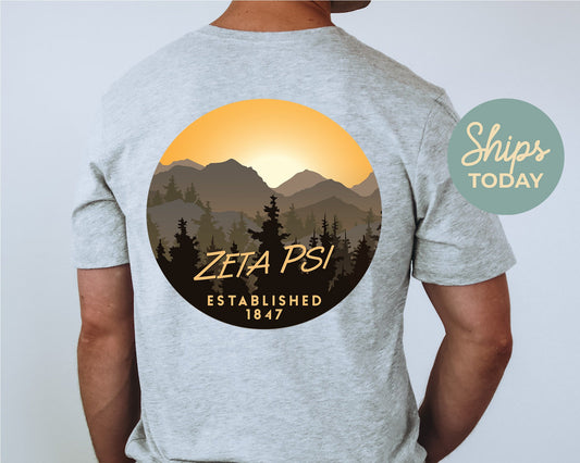 Zeta Psi Sunset and Pines Fraternity T-shirt _ 33345g