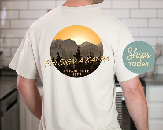 Phi Sigma Kappa Sunset and Pines Fraternity T-shirt _ 33332g