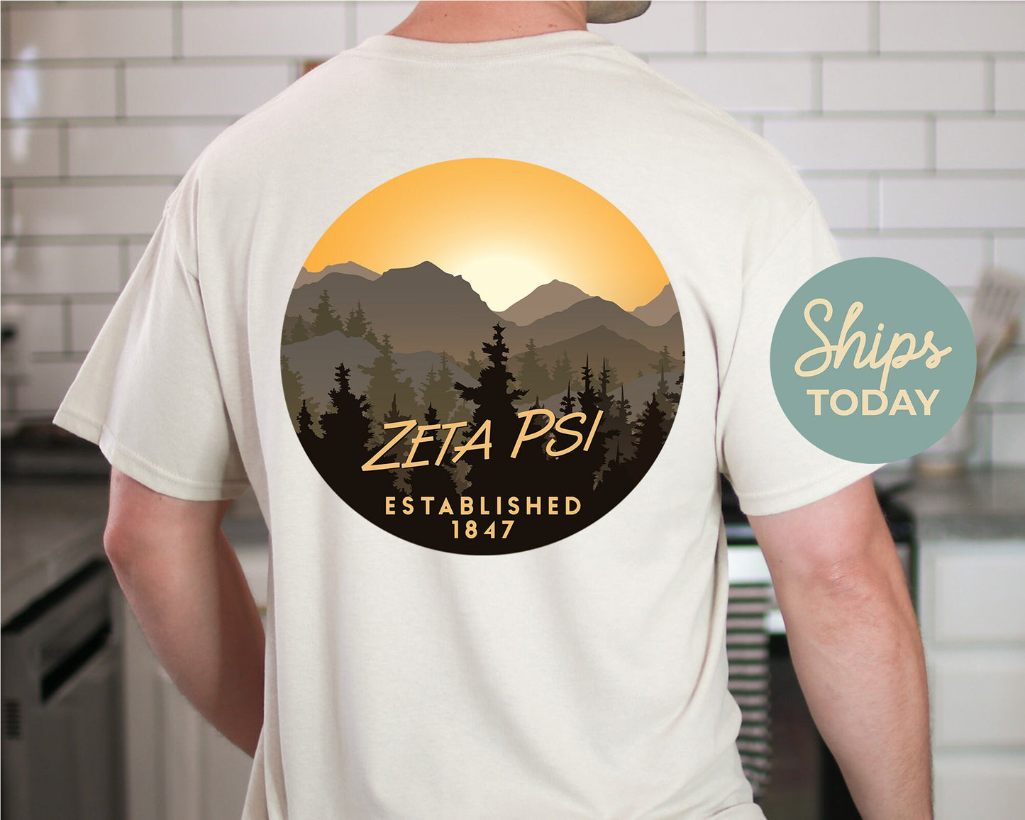 Zeta Psi Sunset and Pines Fraternity T-shirt _ 33345g