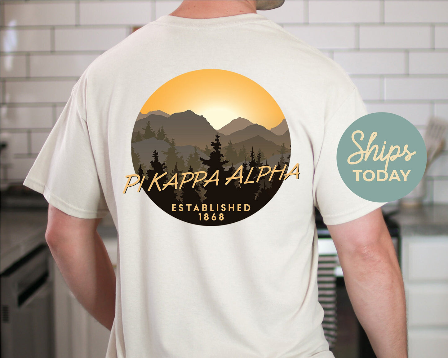 Pi Kappa Alpha Sunset and Pines Fraternity T-shirt _ 33333g
