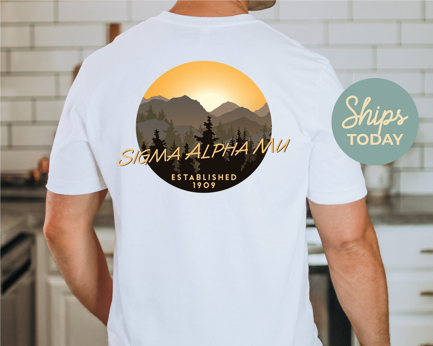 Sigma Alpha Mu Sunset and Pines Fraternity T-shirt _ 33336g