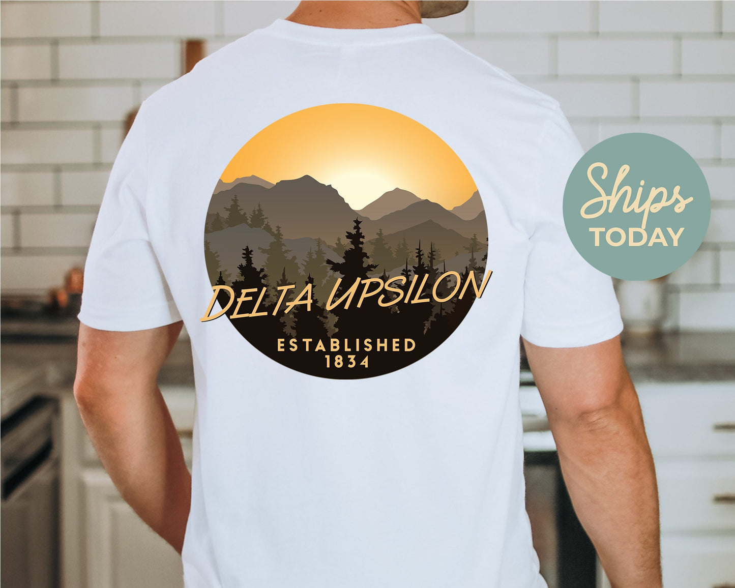 Delta Upsilon Sunset and Pines Fraternity T-shirt _ 33324g