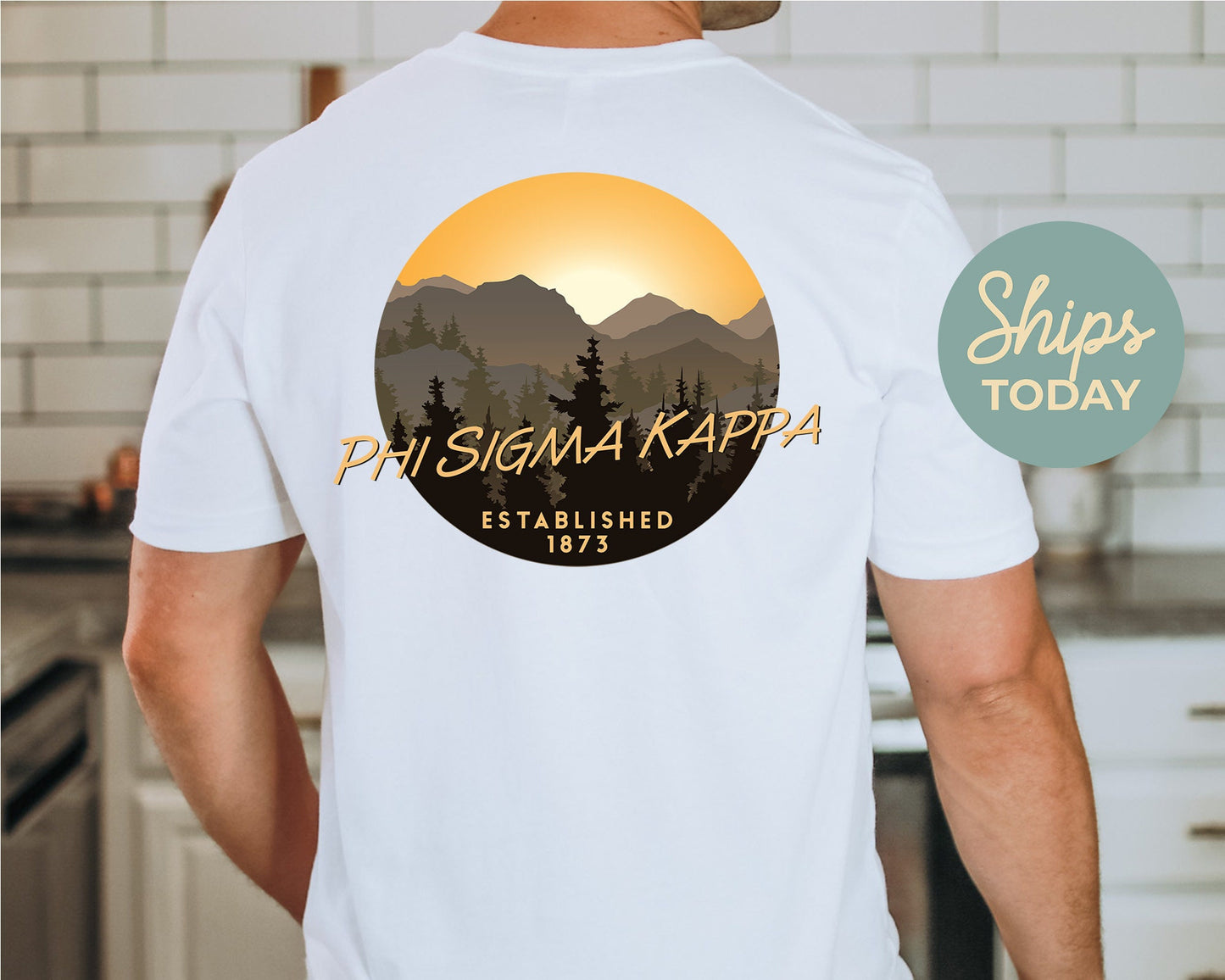 Phi Sigma Kappa Sunset and Pines Fraternity T-shirt _ 33332g