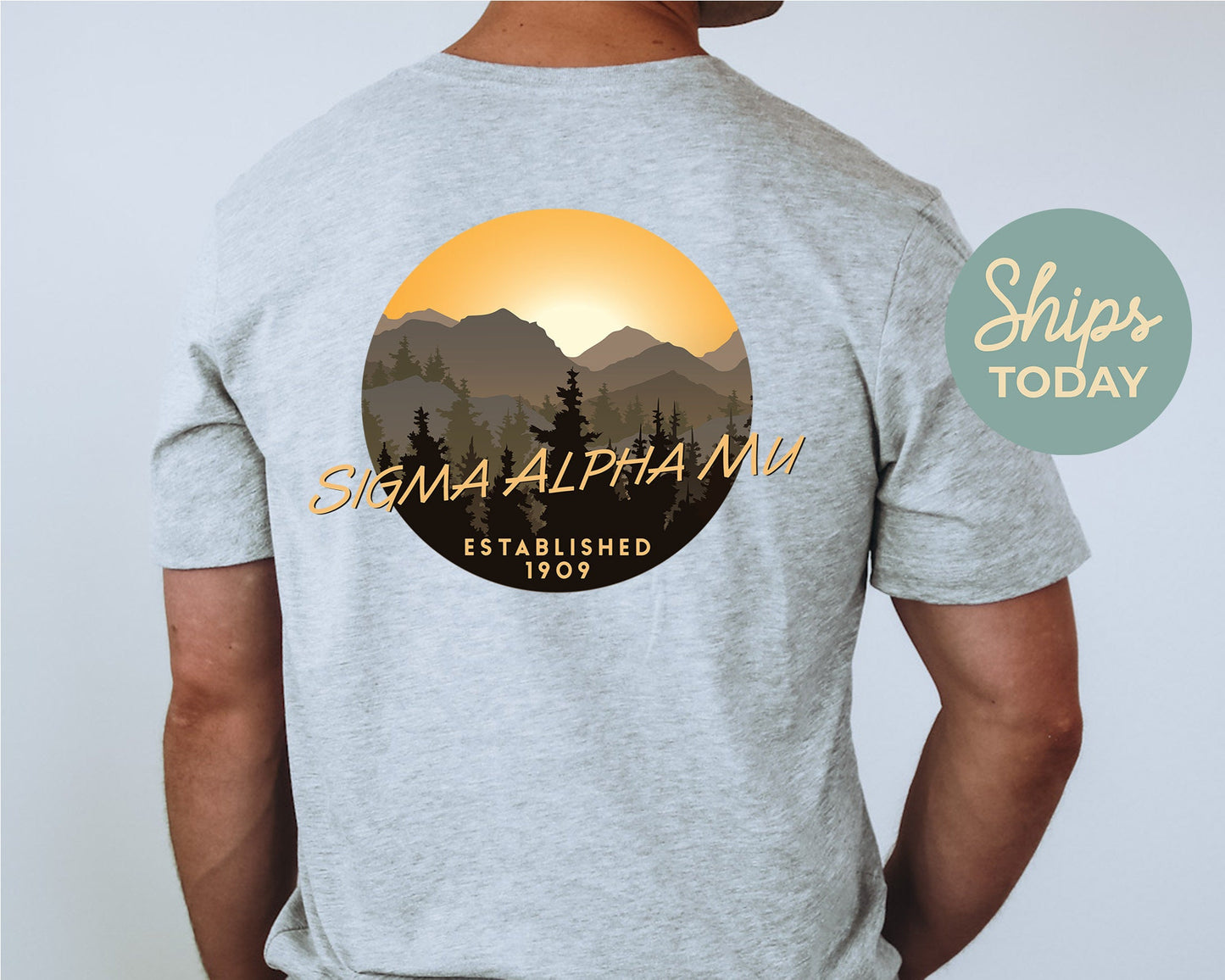 Sigma Alpha Mu Sunset and Pines Fraternity T-shirt _ 33336g