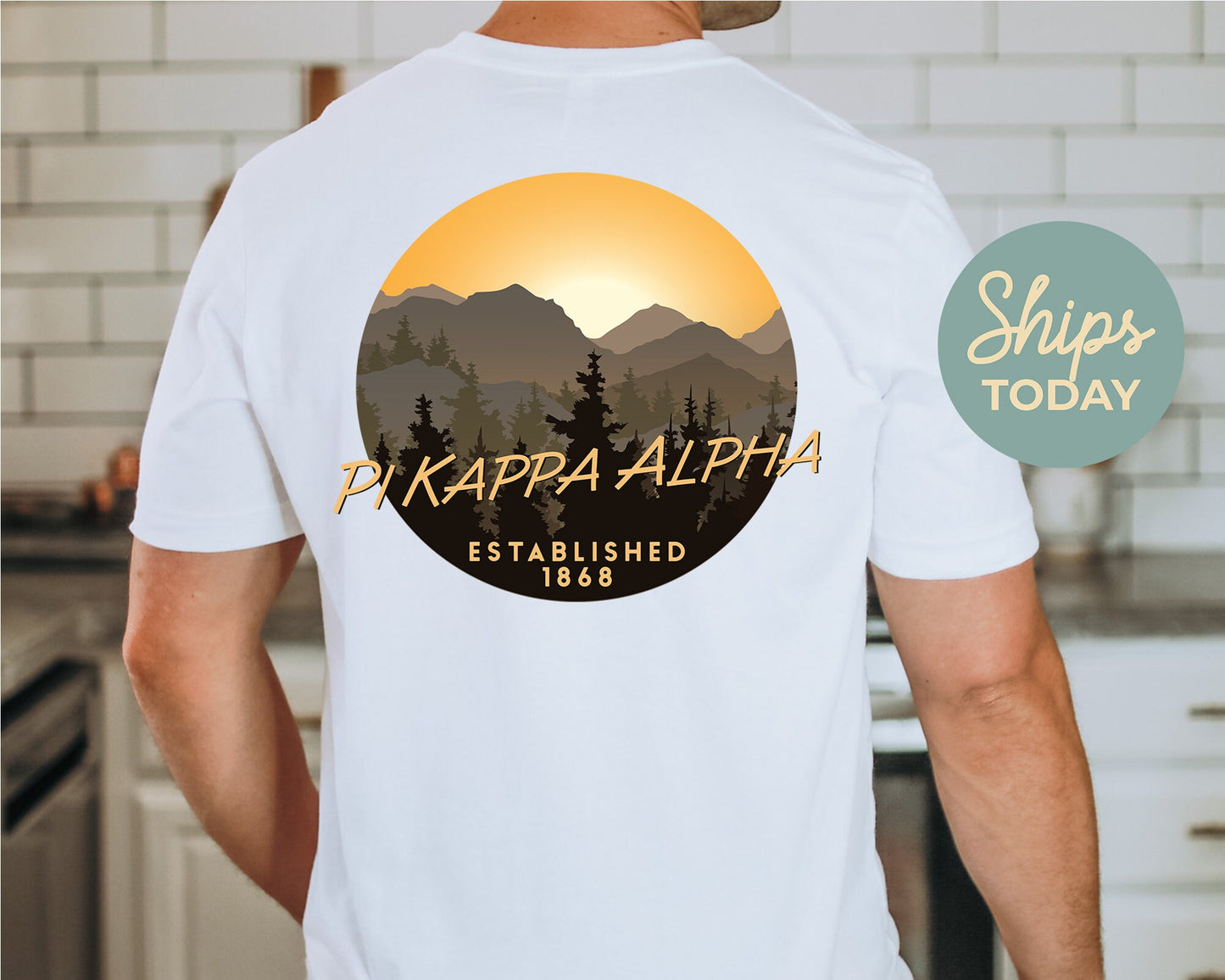 Pi Kappa Alpha Sunset and Pines Fraternity T-shirt _ 33333g