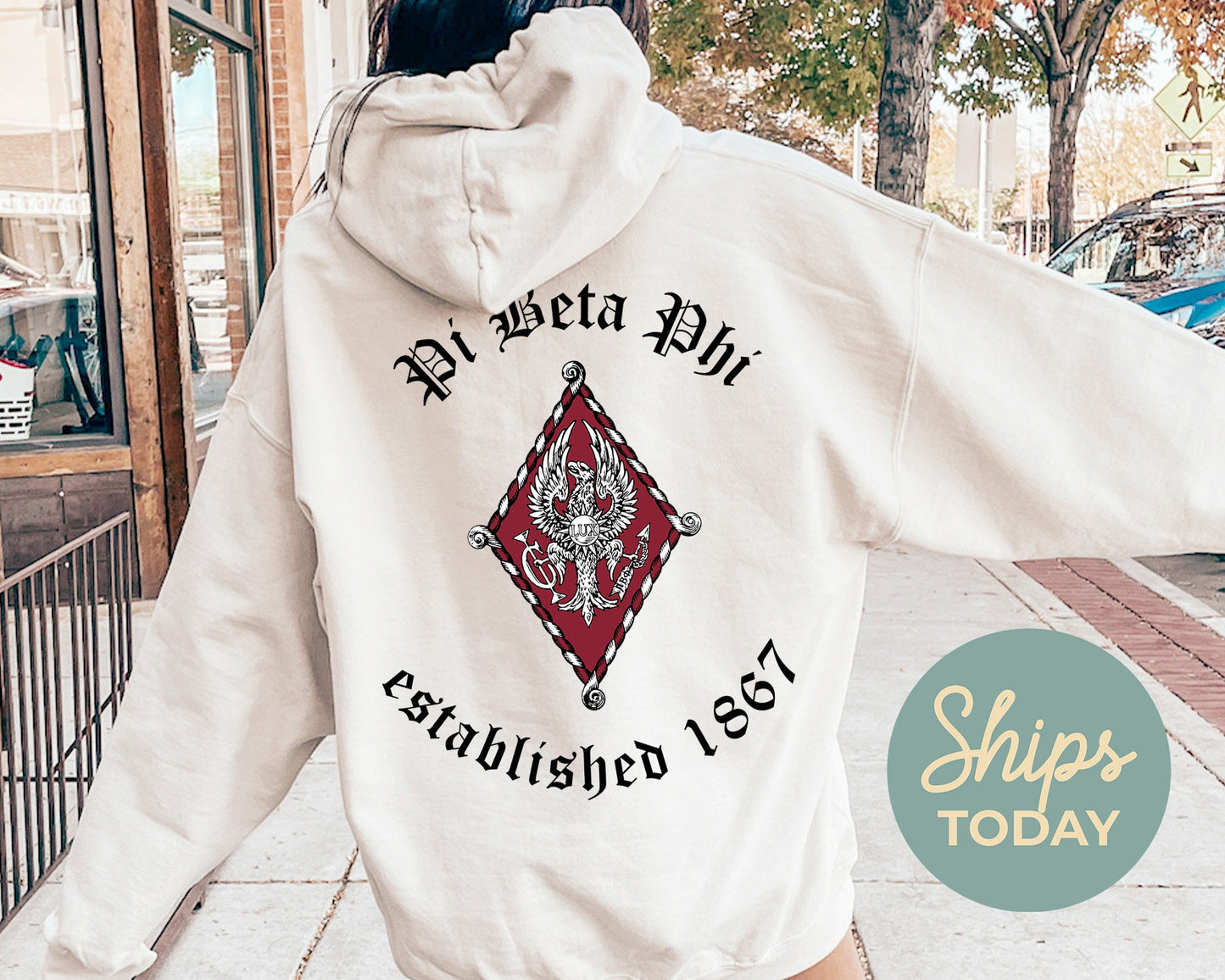 Pi Beta Phi Old English Crest Sorority Hoodie _ 32940g