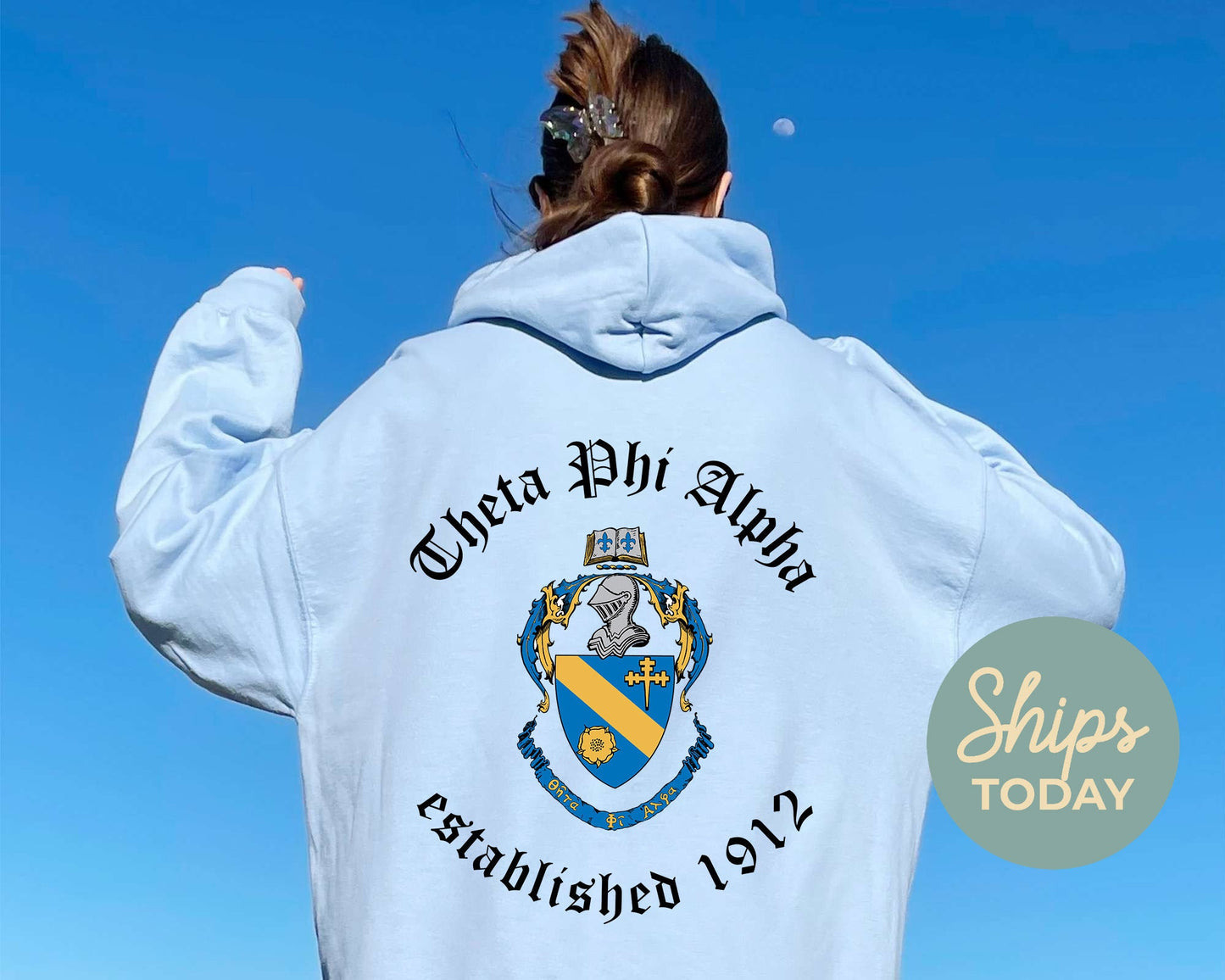 Theta Phi Alpha Old English Crest Sorority Hoodie _ 32944g