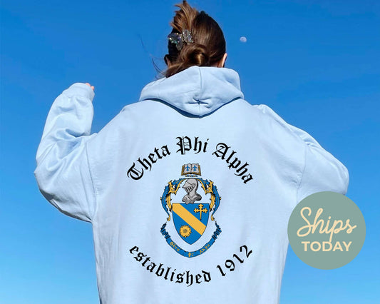 Theta Phi Alpha Old English Crest Sorority Hoodie _ 32944g