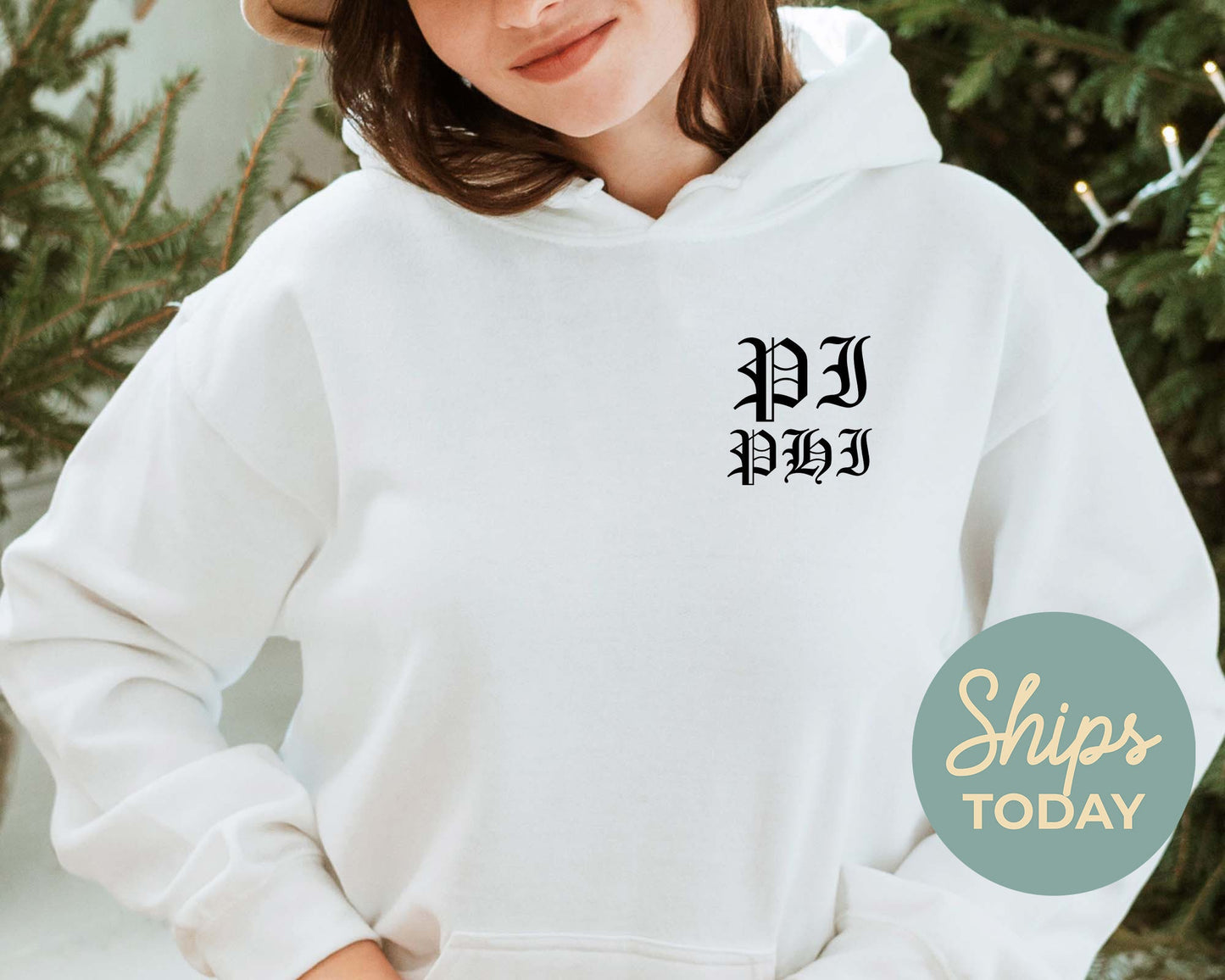 Pi Beta Phi Old English Crest Sorority Hoodie _ 32940g