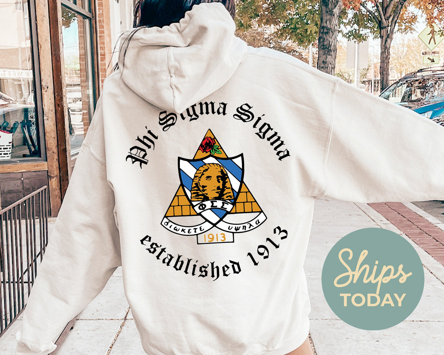 Phi Sigma Sigma Old English Crest Sorority Hoodie _ 32939g