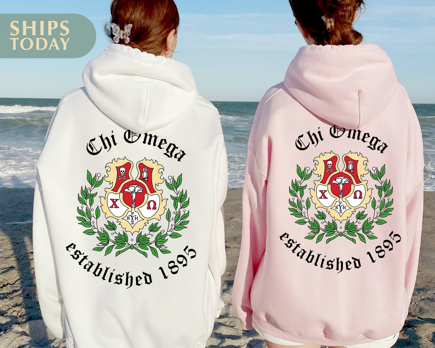 Chi Omega Old English Crest Sorority Hoodie _ 32929g