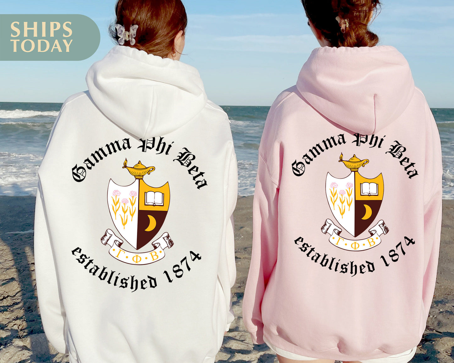 Gamma Phi Beta Old English Crest Sorority Hoodie _ 32934g
