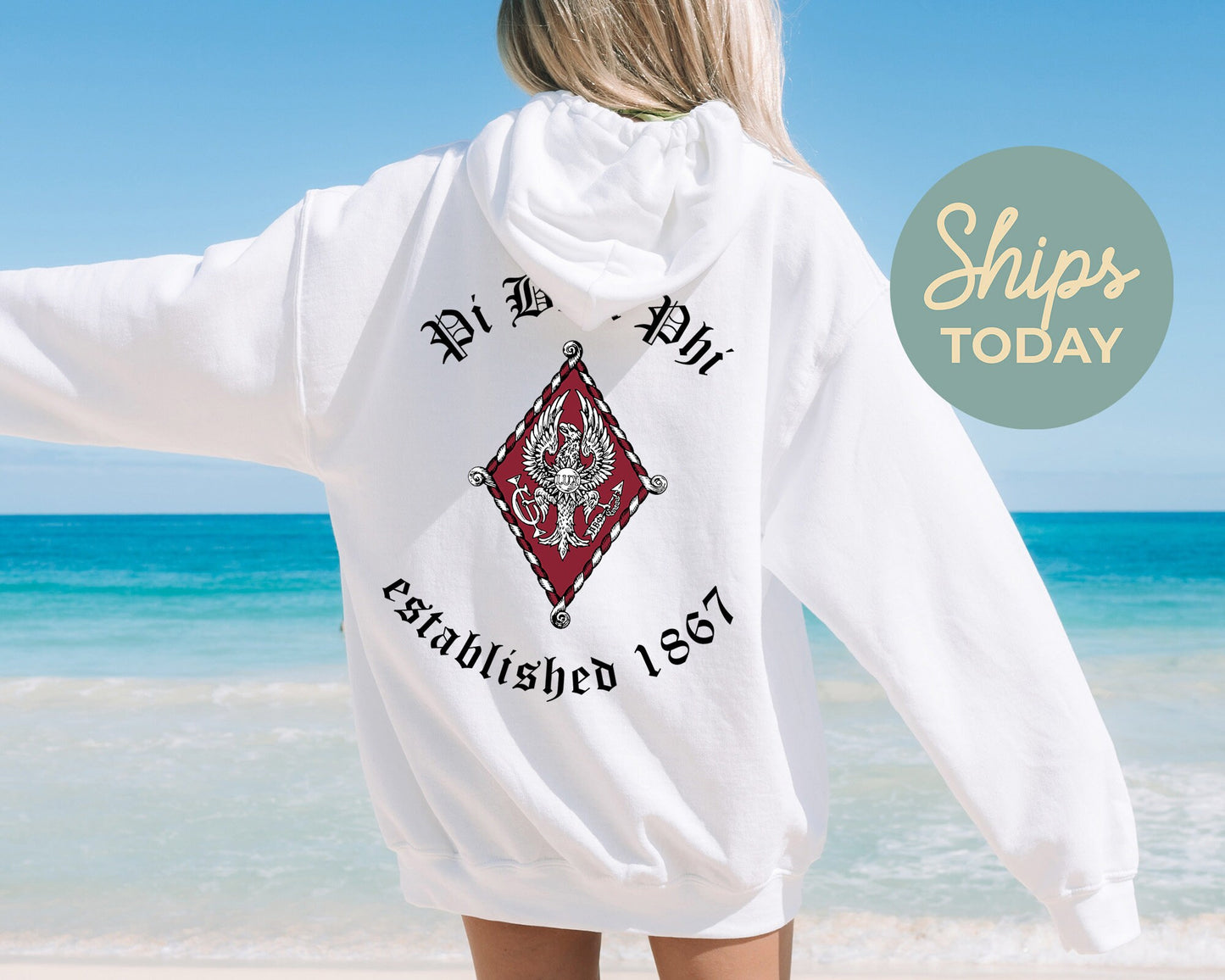 Pi Beta Phi Old English Crest Sorority Hoodie _ 32940g